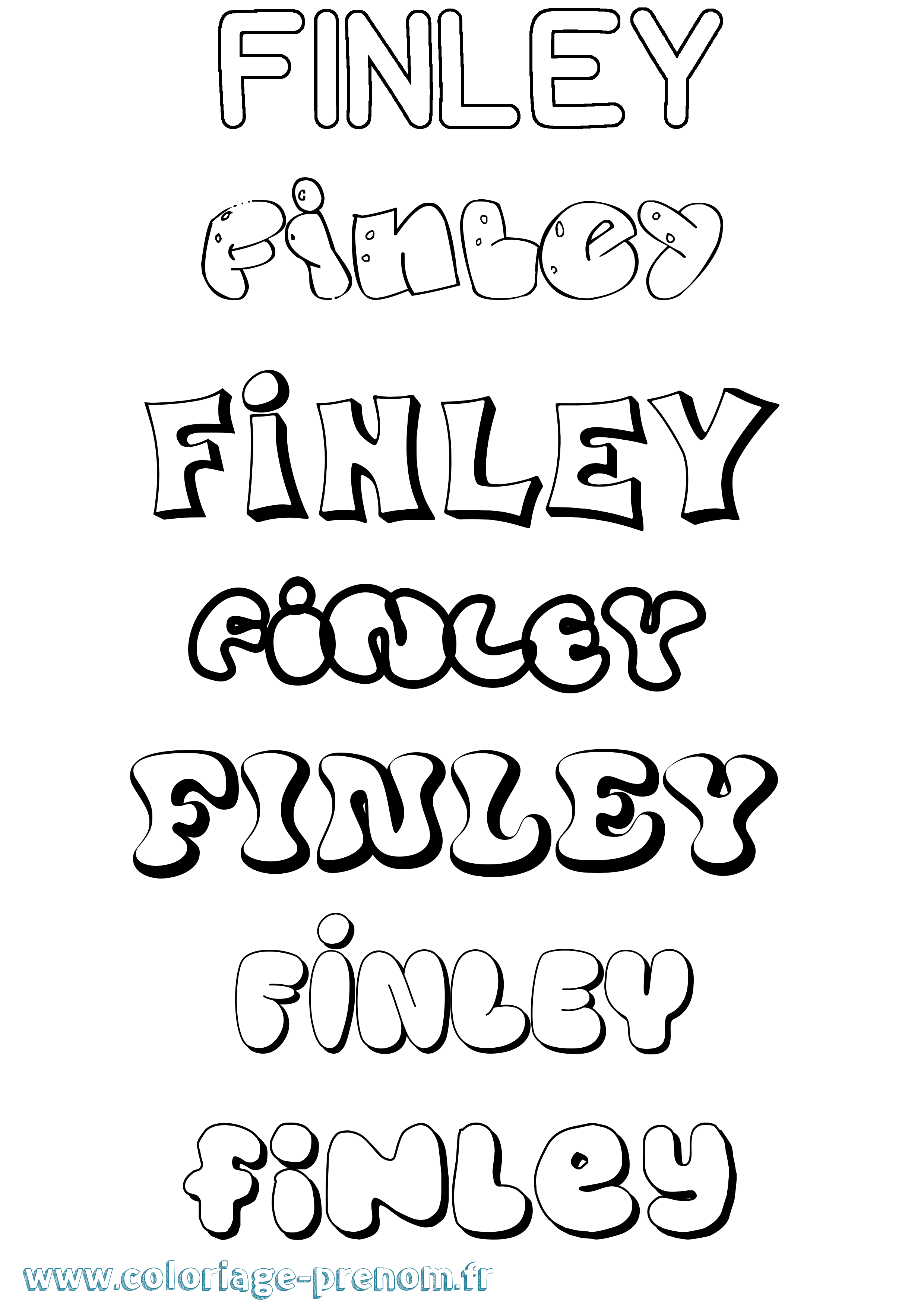 Coloriage Finley Bubble Coloriage prénom Finley Bubble