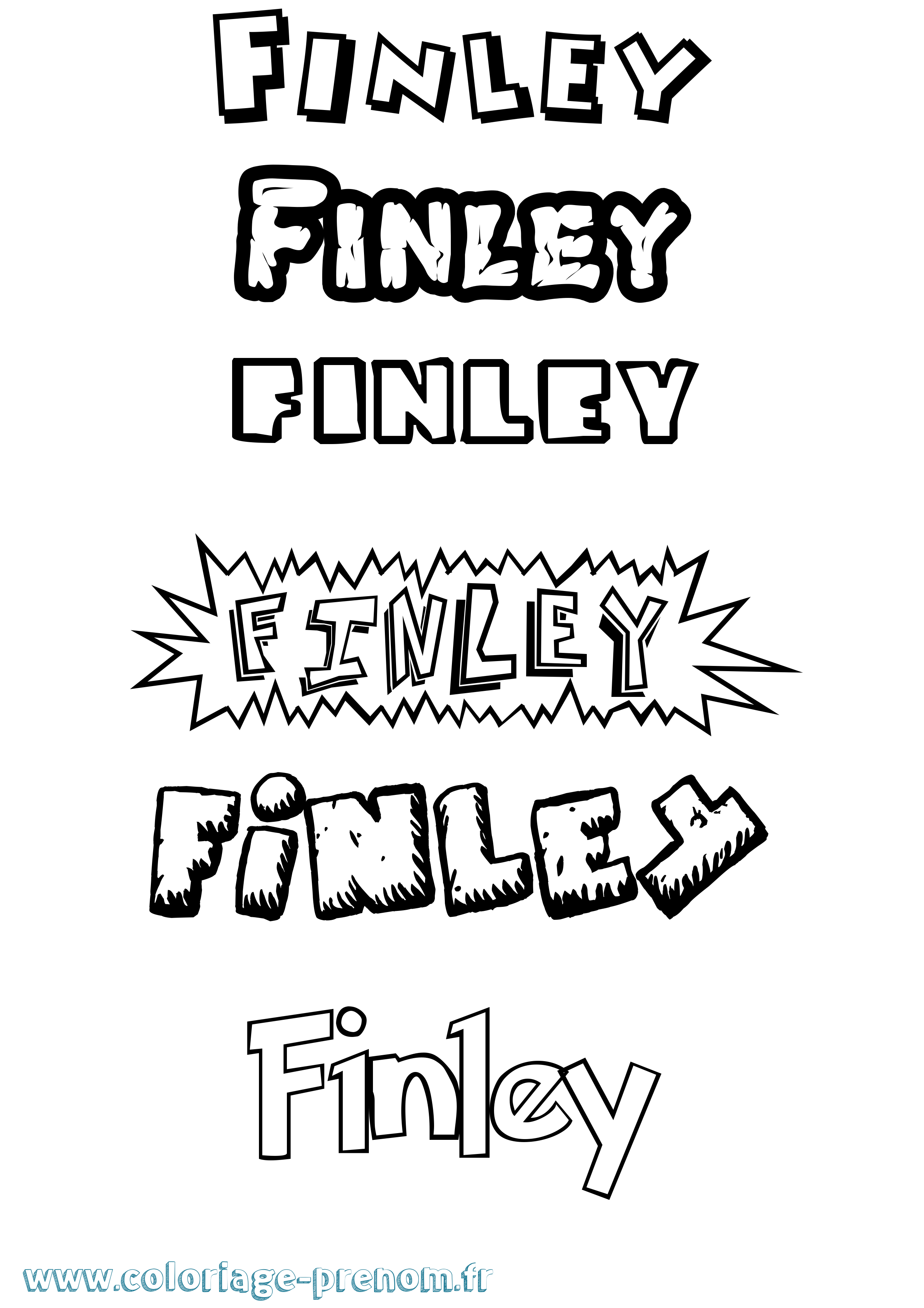 Coloriage Finley Dessin Animé Coloriage prénom Finley Dessin Animé