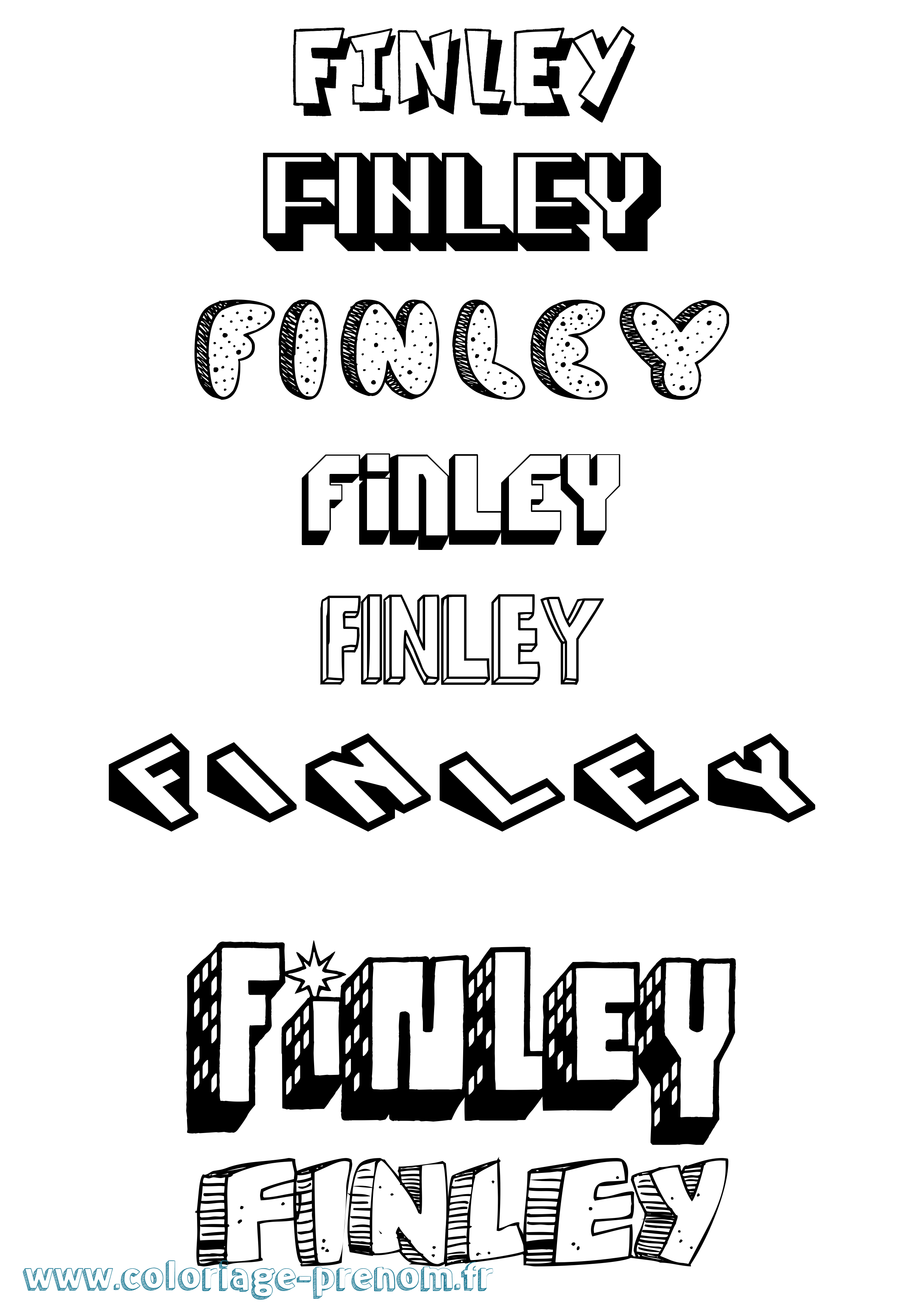 Coloriage Finley Effet 3D Coloriage prénom Finley Effet 3D