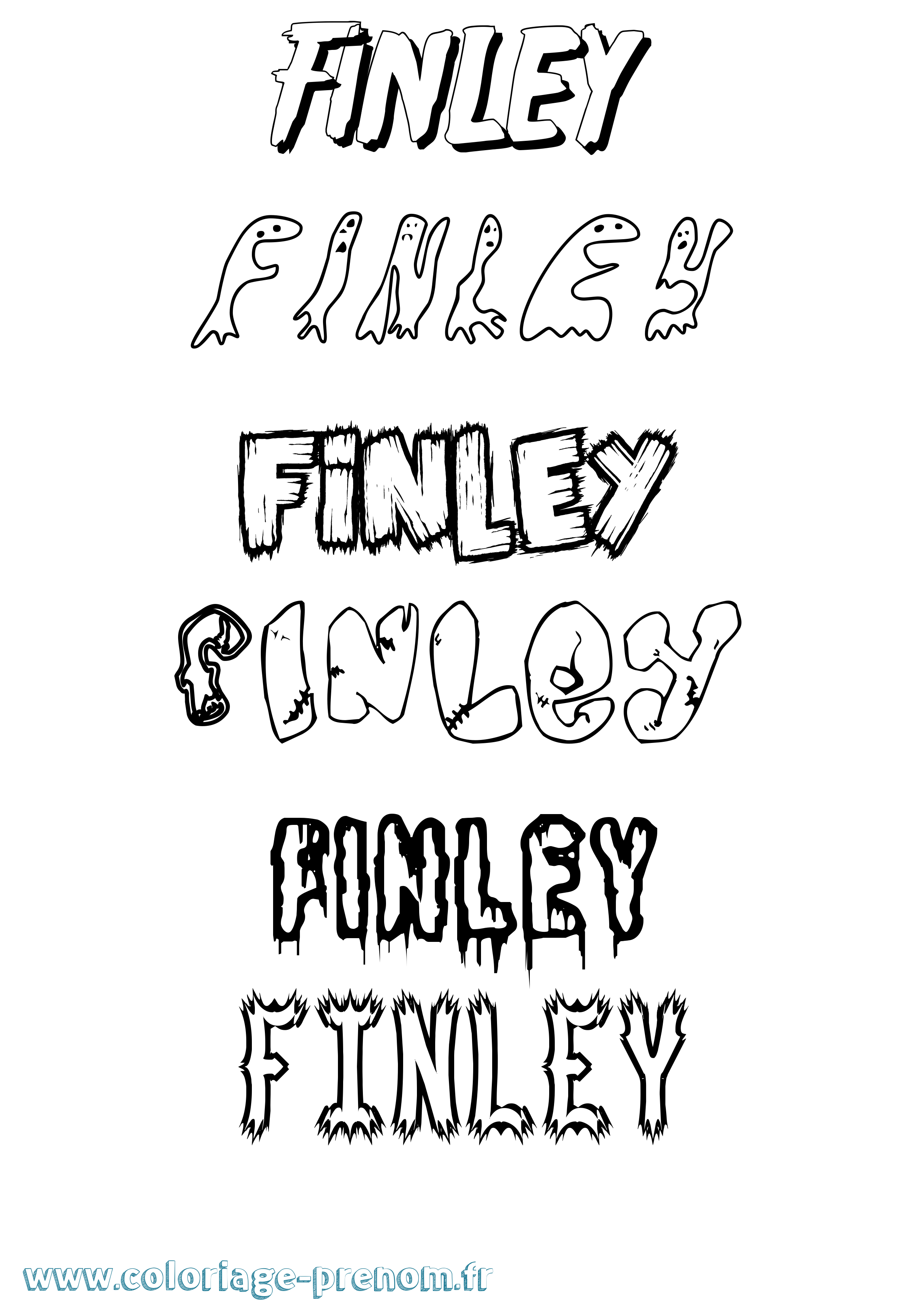 Coloriage Finley Frisson Coloriage prénom Finley Frisson