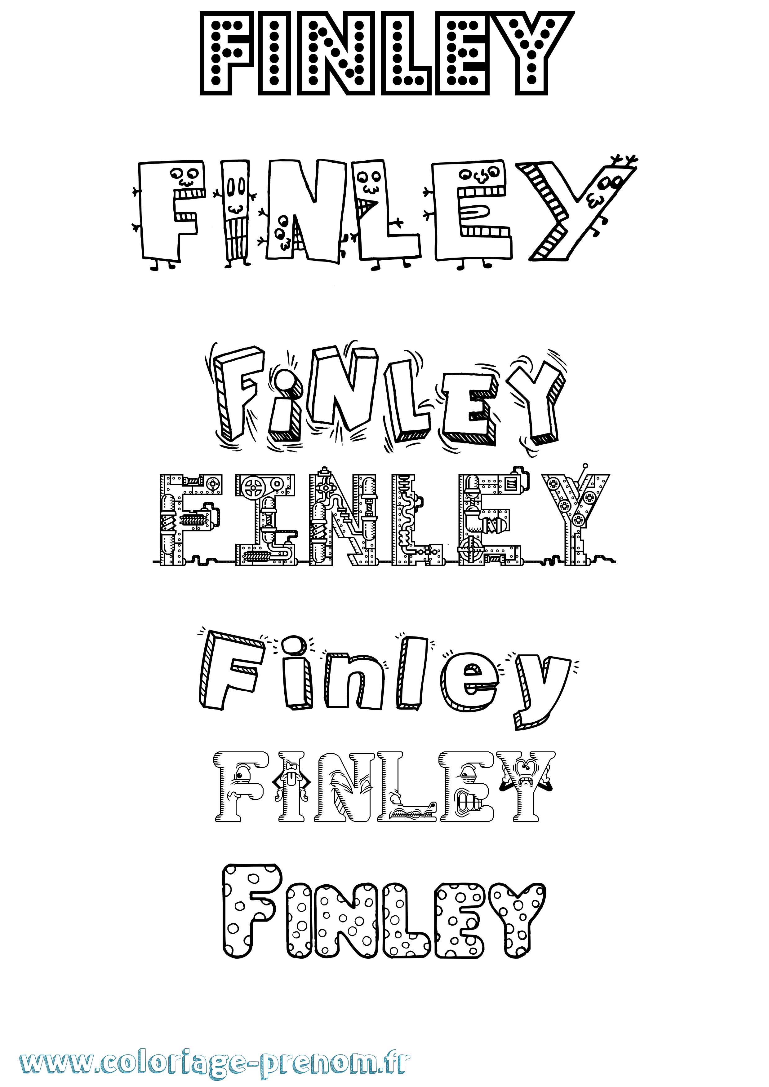 Coloriage Finley Fun Coloriage prénom Finley Fun
