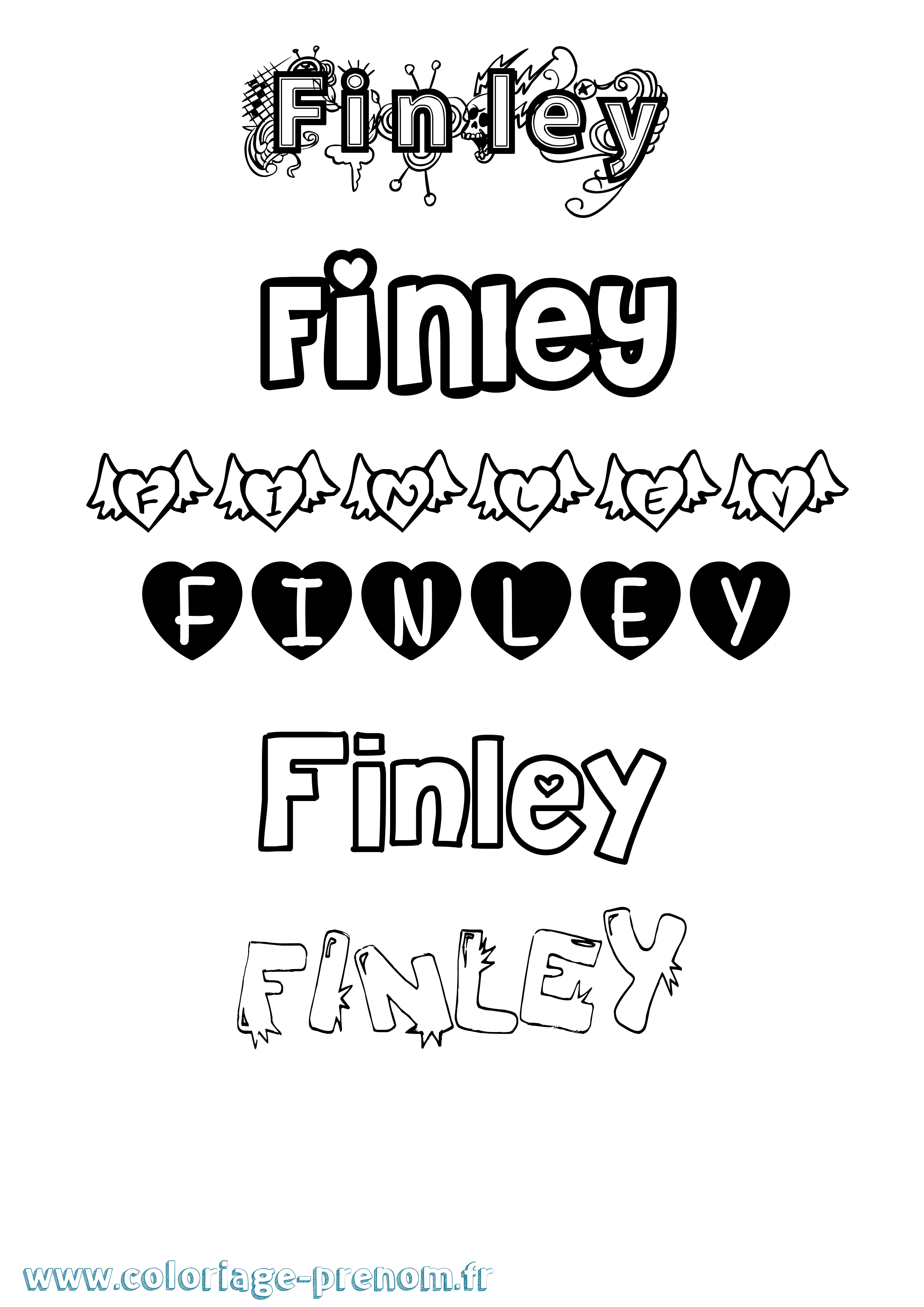 Coloriage Finley Girly Coloriage prénom Finley Girly