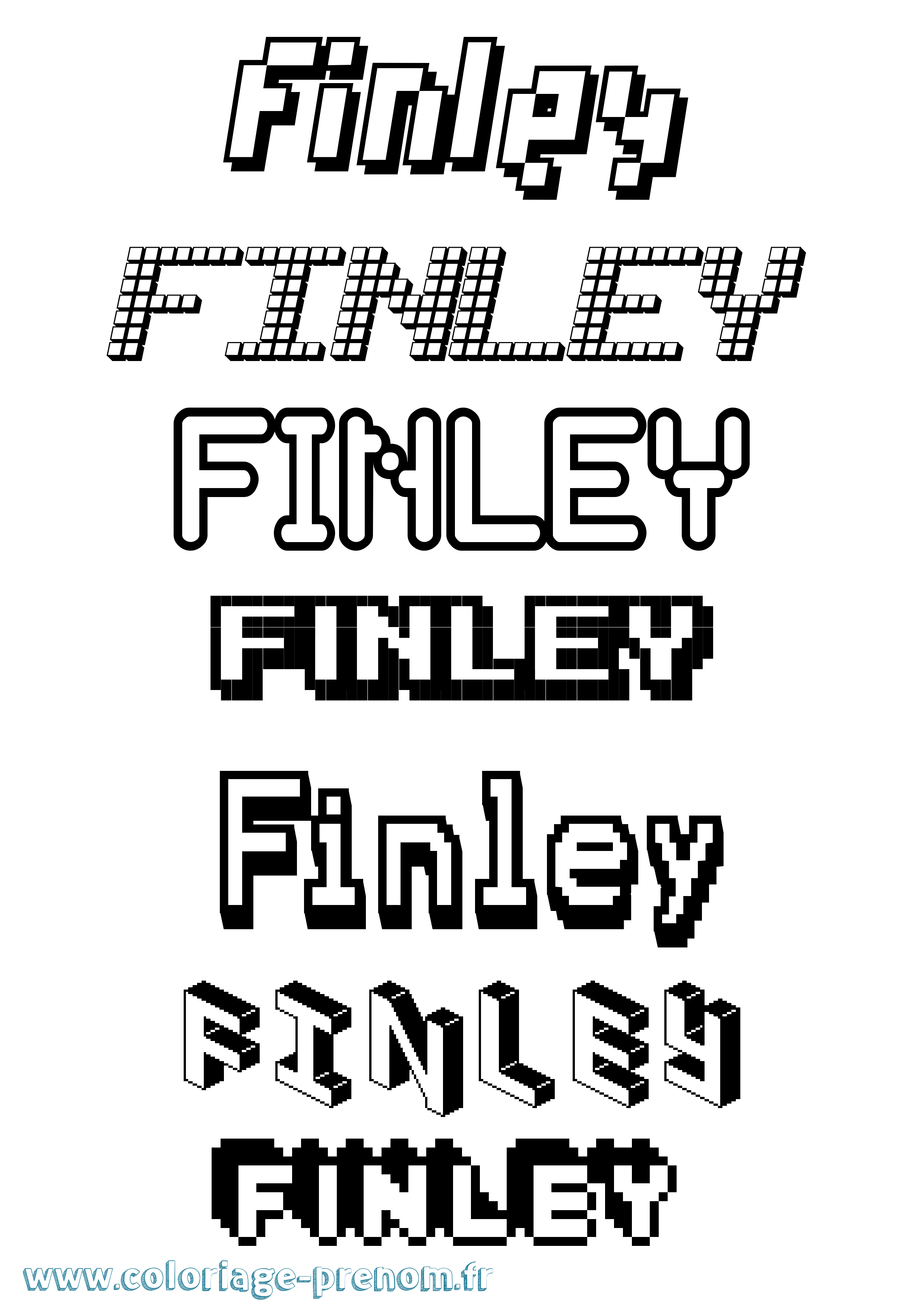 Coloriage Finley Pixel Coloriage prénom Finley Pixel