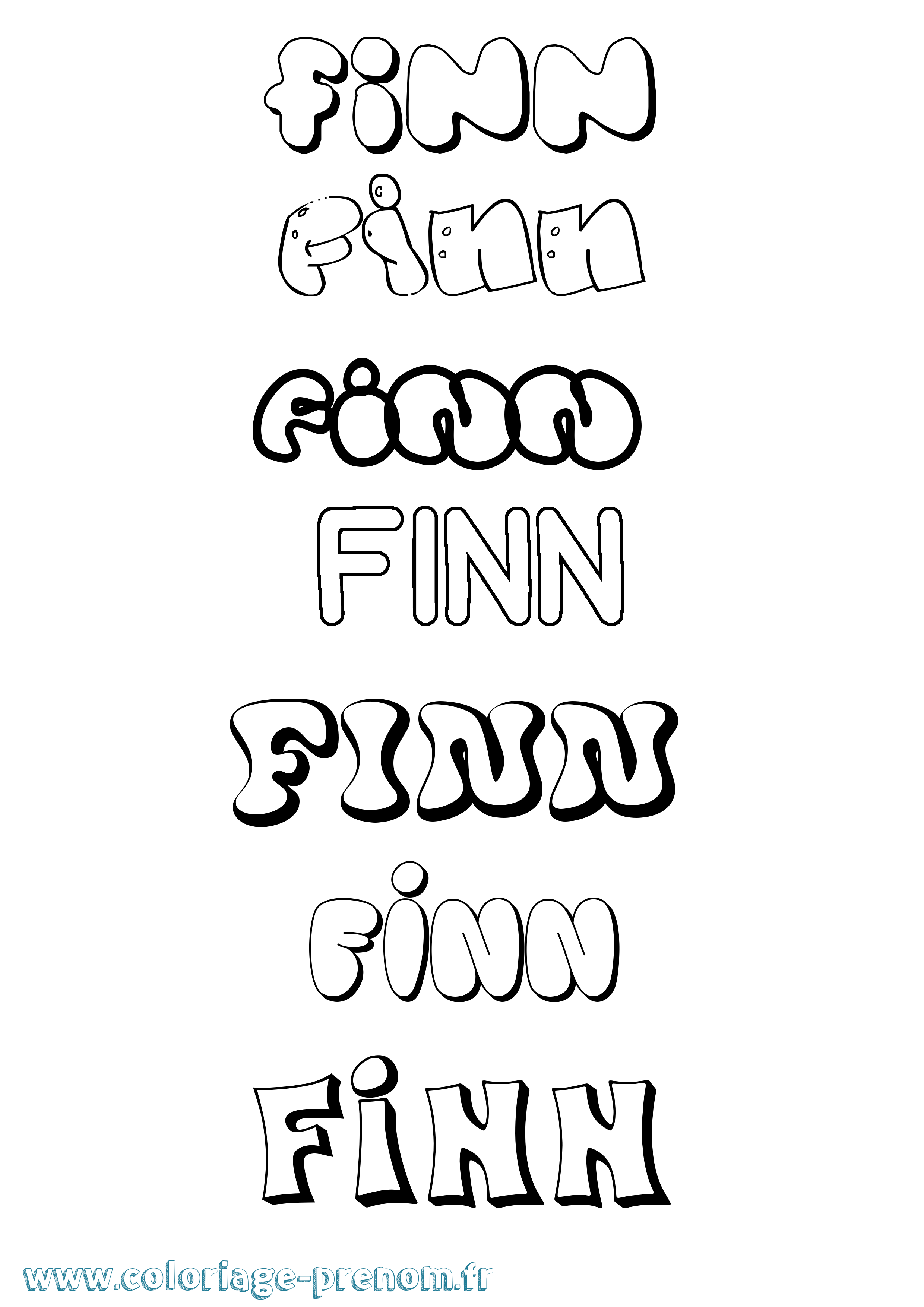 Coloriage Finn Bubble Coloriage prénom Finn Bubble