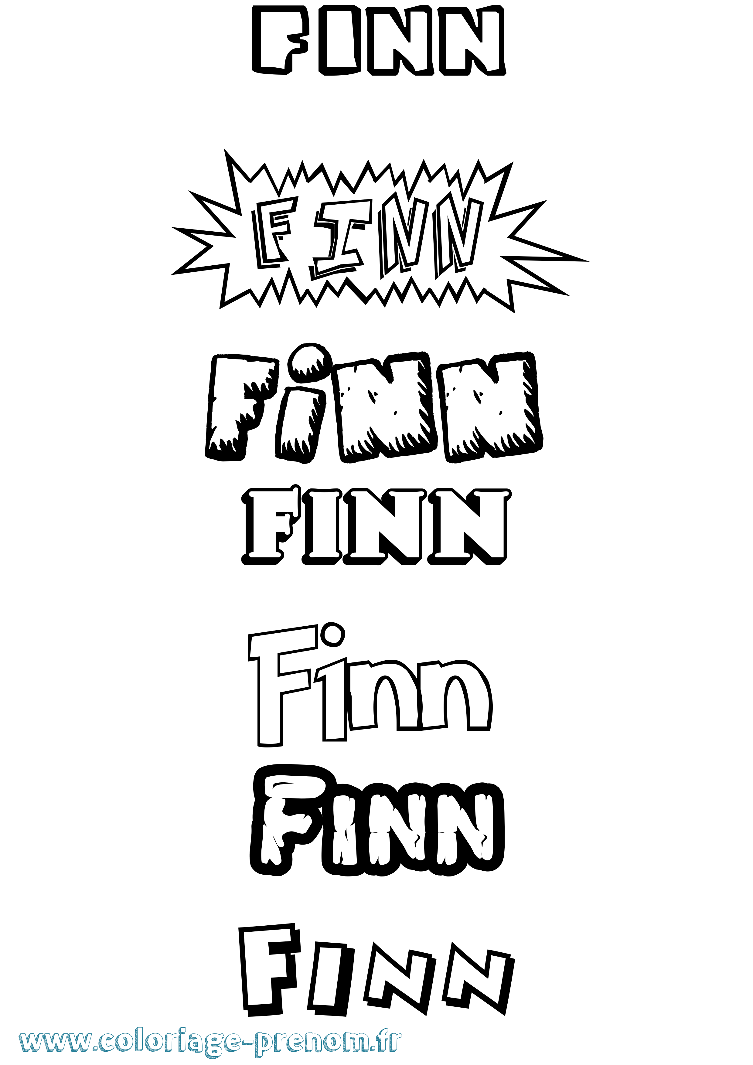 Coloriage Finn Dessin Animé Coloriage prénom Finn Dessin Animé