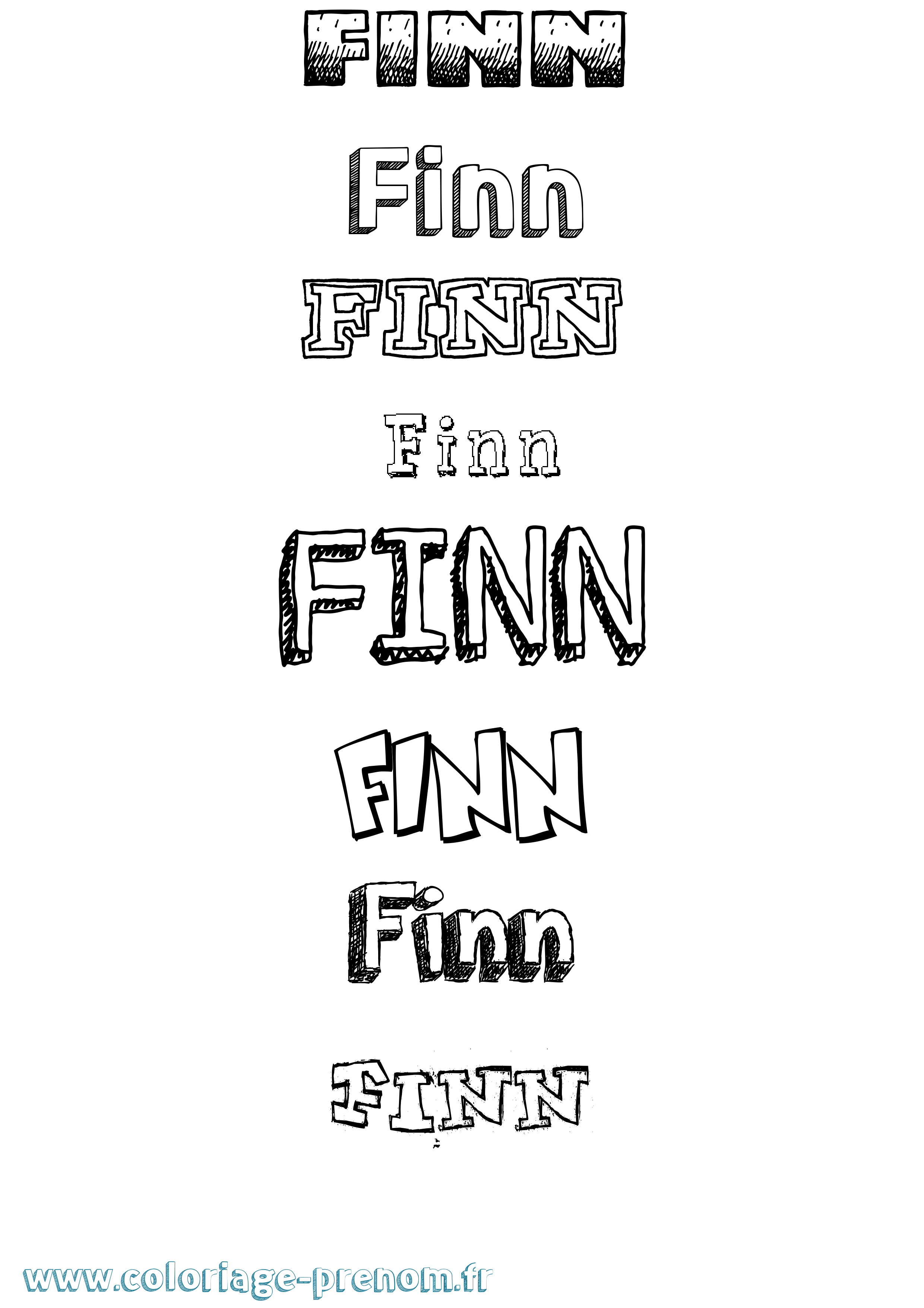 Coloriage Finn Dessiné Coloriage prénom Finn Dessiné