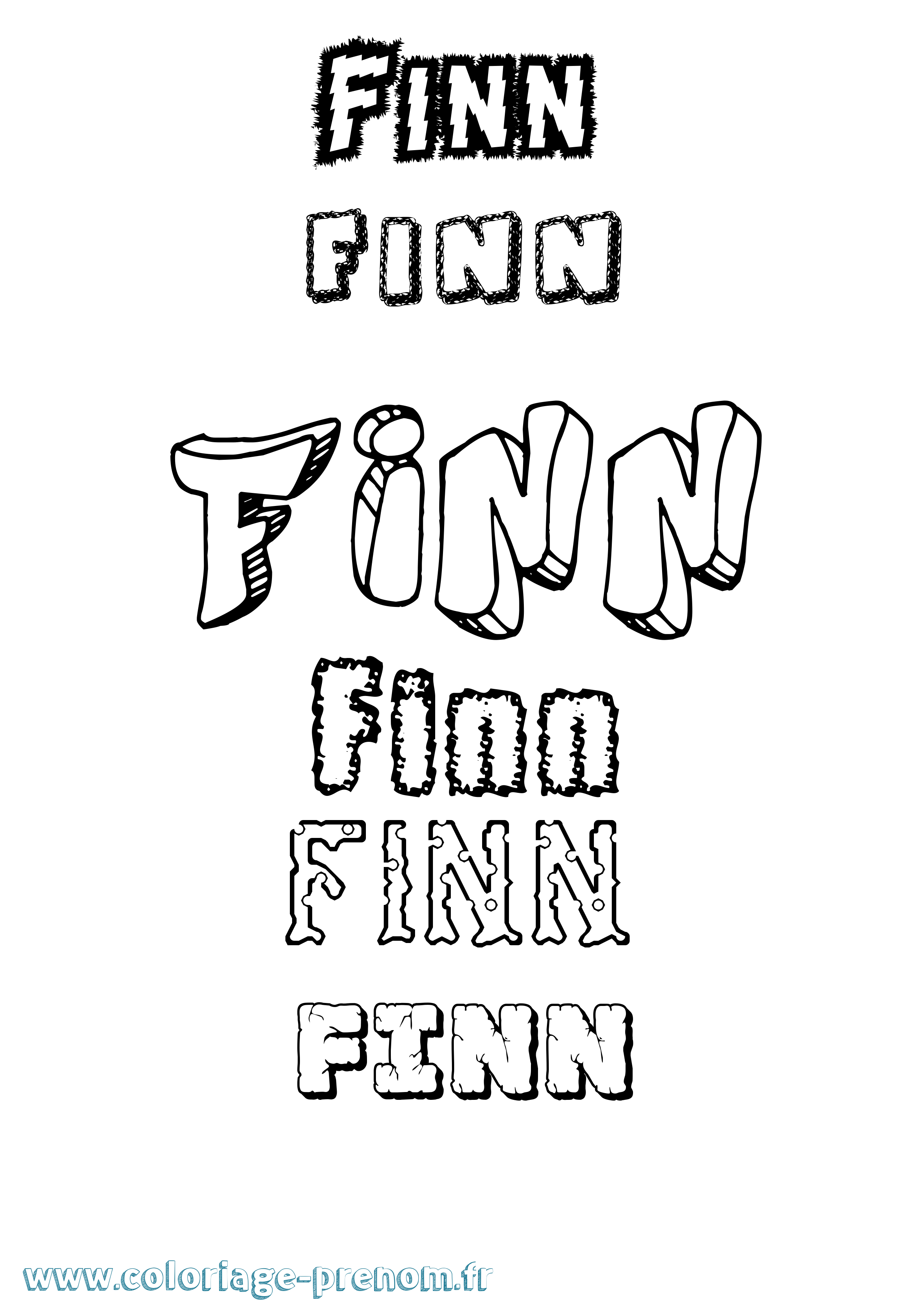 Coloriage Finn Destructuré Coloriage prénom Finn Destructuré