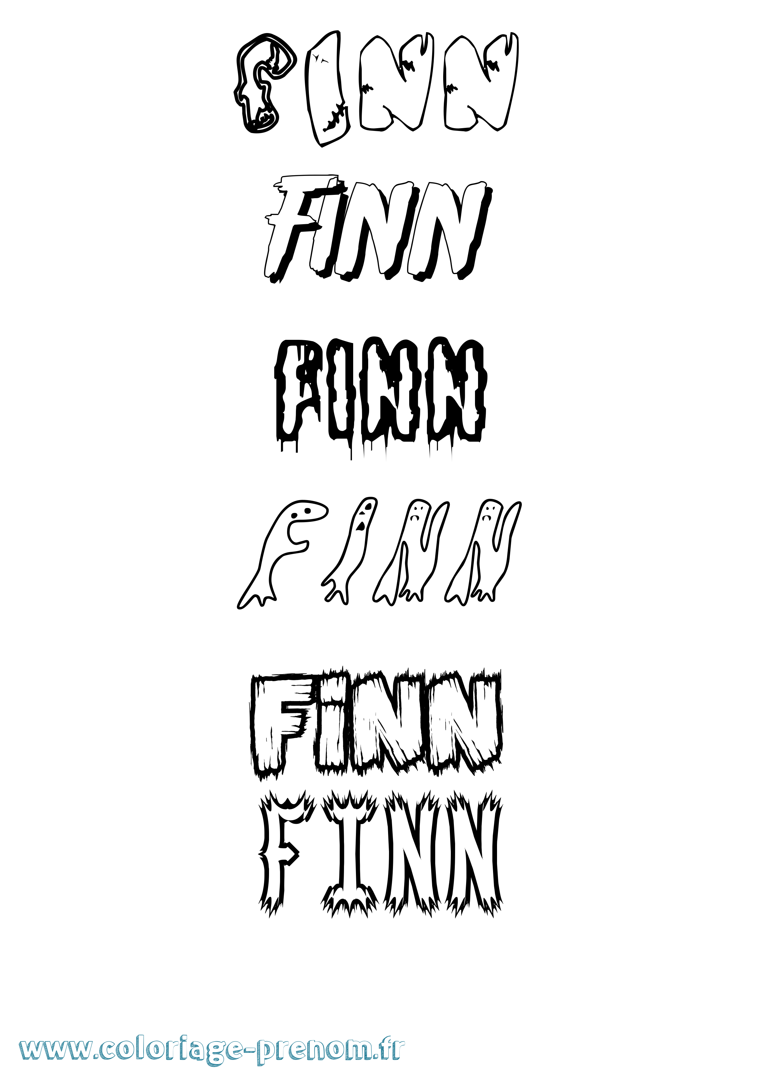 Coloriage Finn Frisson Coloriage prénom Finn Frisson