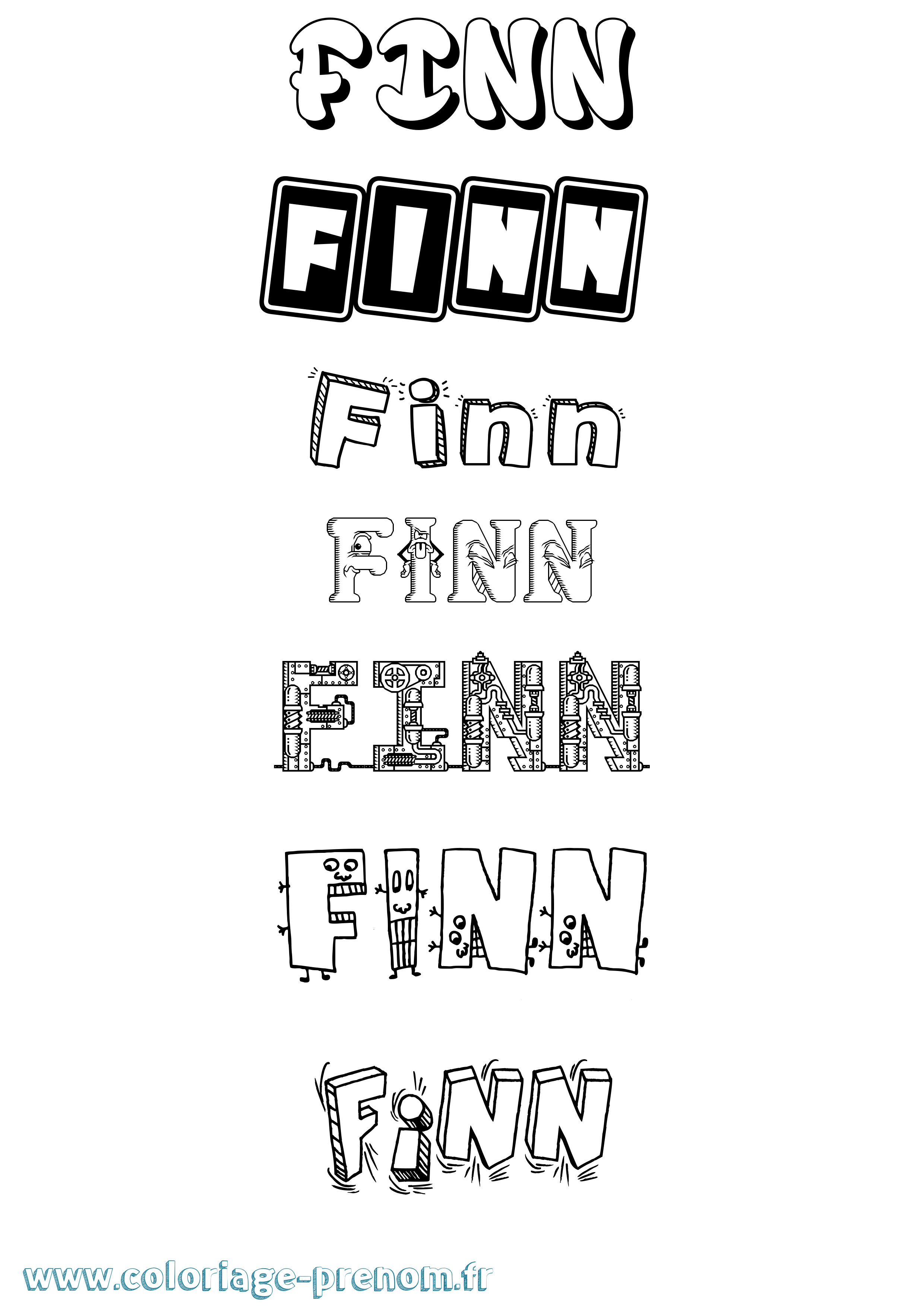 Coloriage Finn Fun Coloriage prénom Finn Fun
