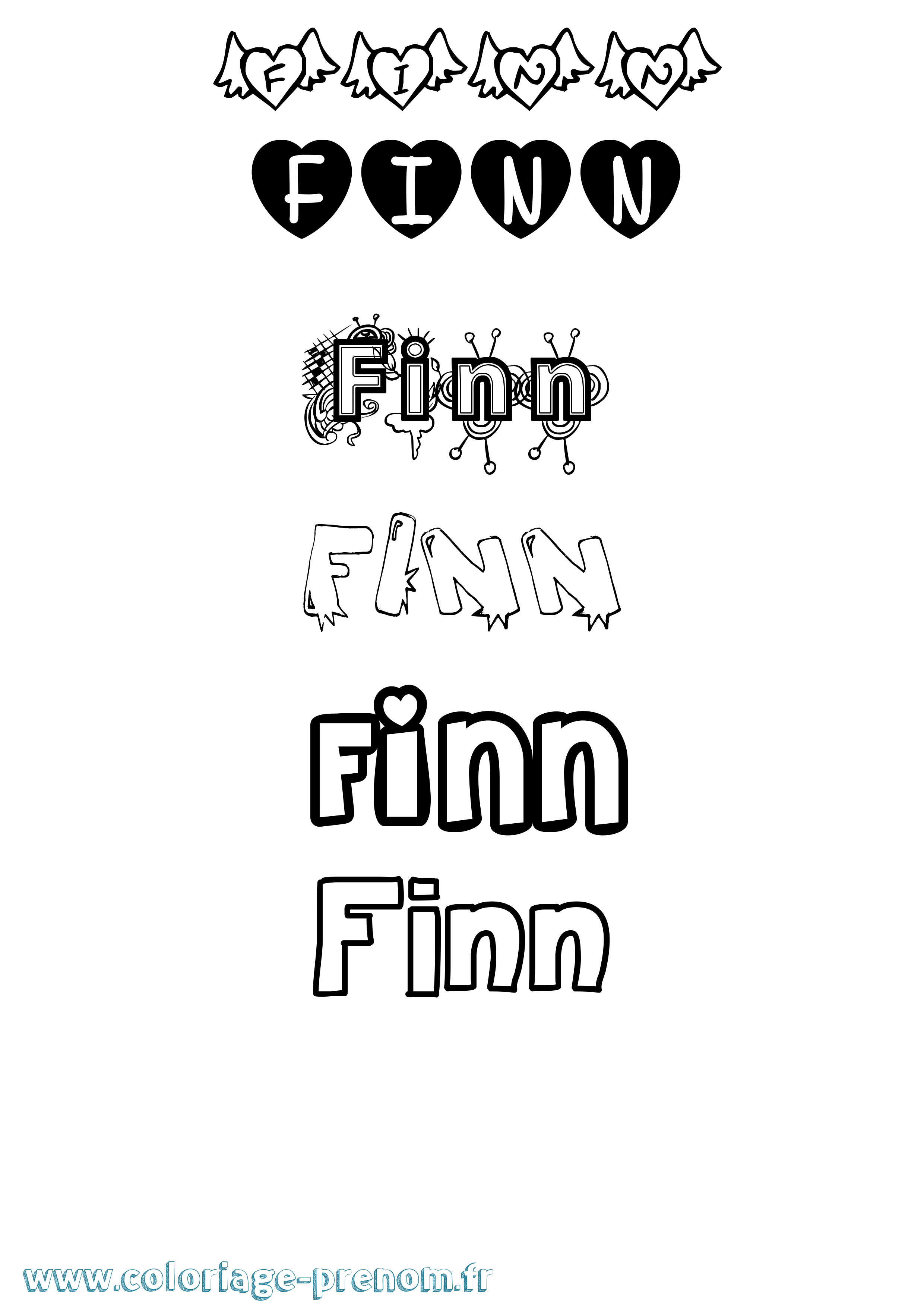 Coloriage Finn Girly Coloriage prénom Finn Girly