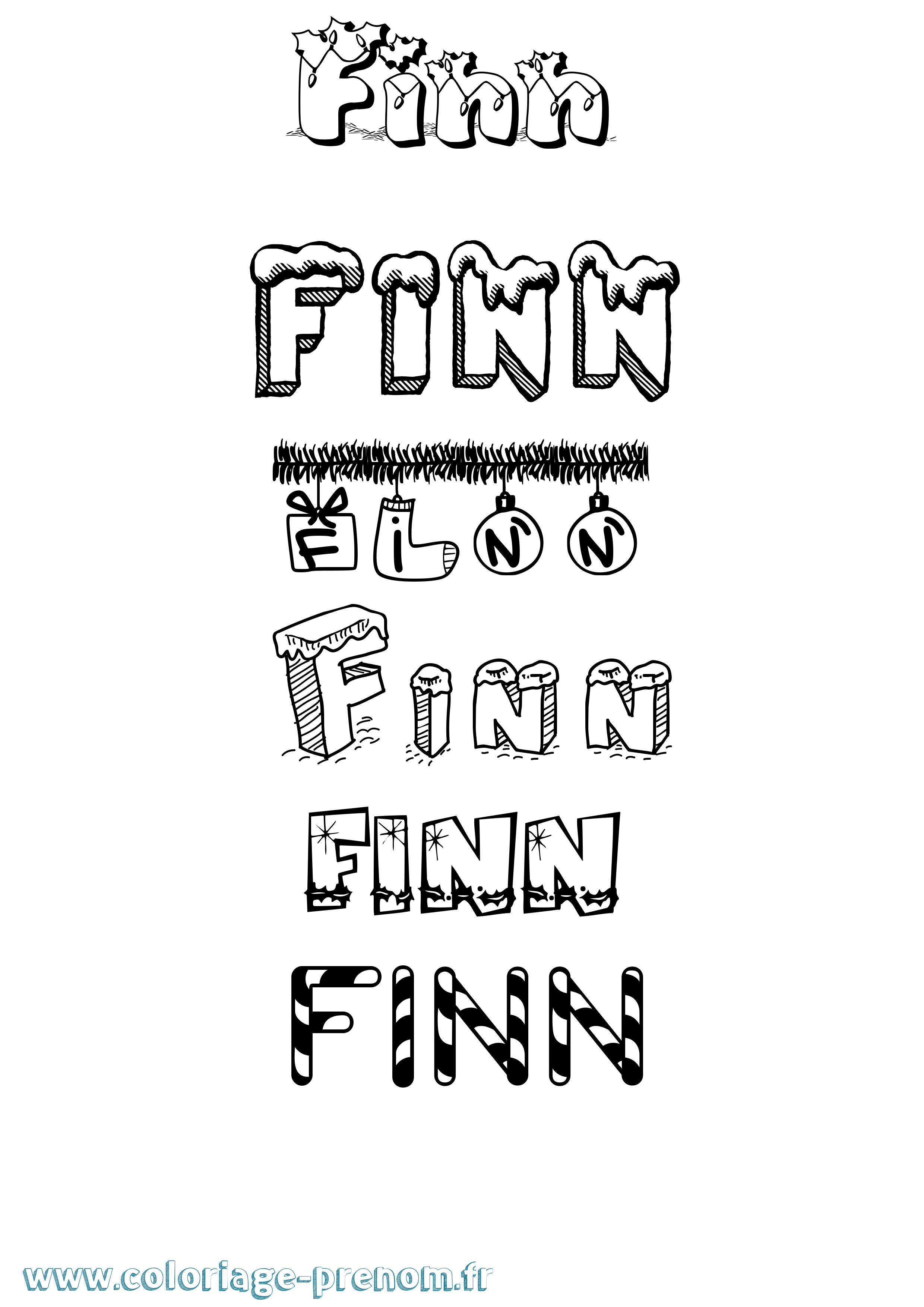 Coloriage Finn Noël Coloriage prénom Finn Noël