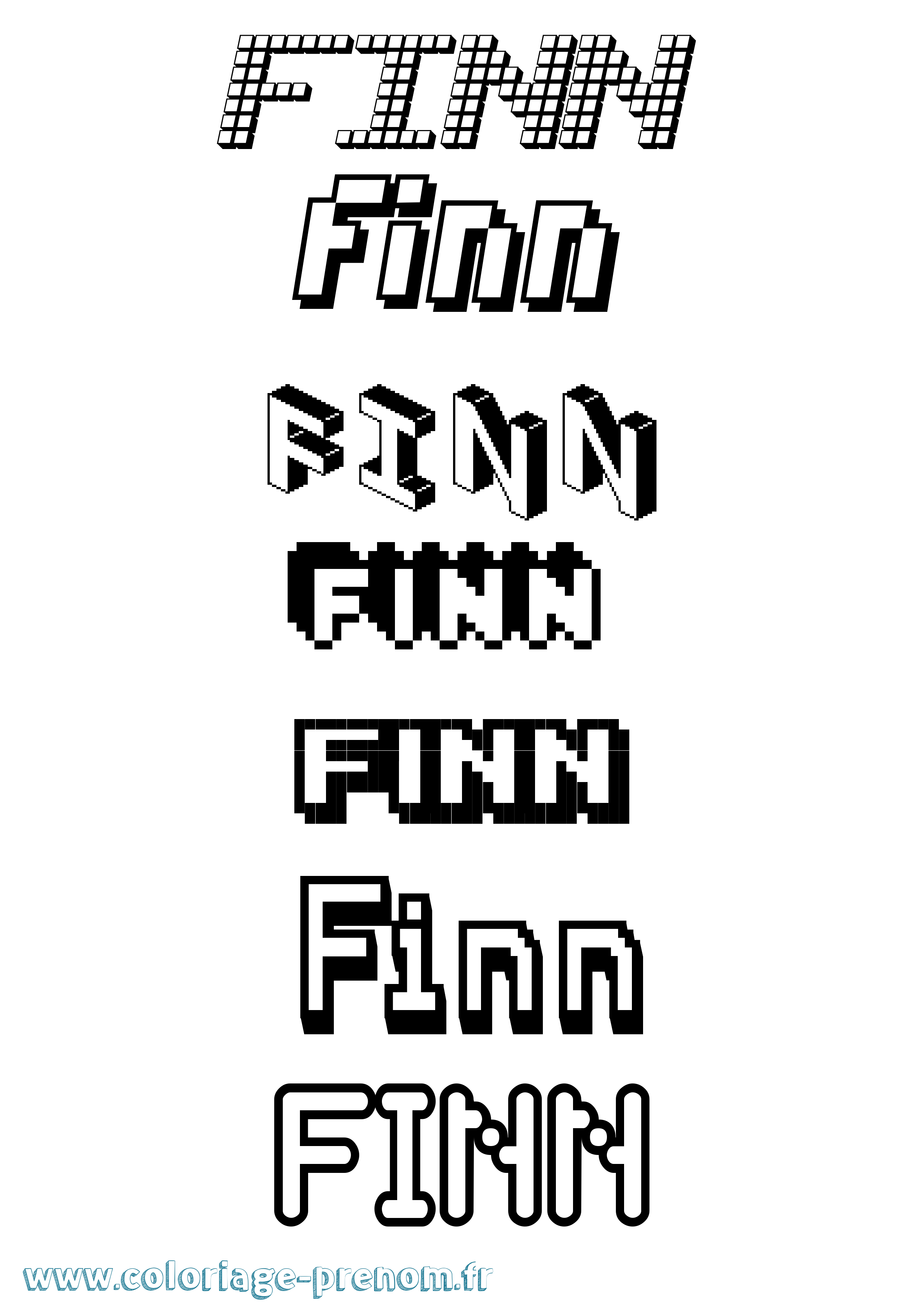 Coloriage Finn Pixel Coloriage prénom Finn Pixel