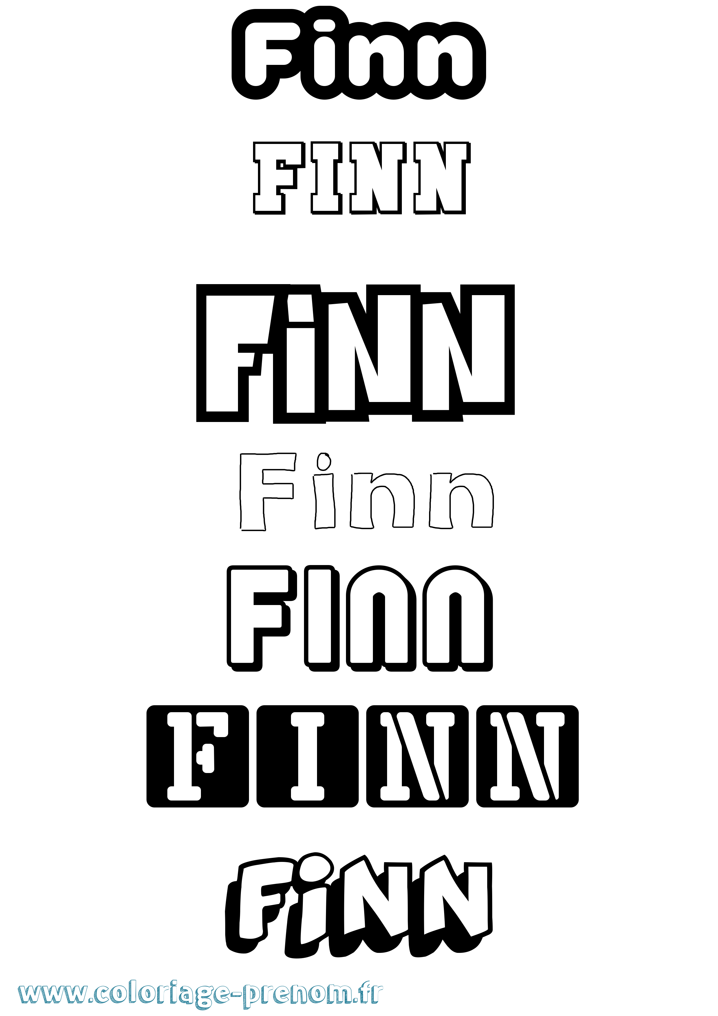 Coloriage Finn Simple Coloriage prénom Finn Simple