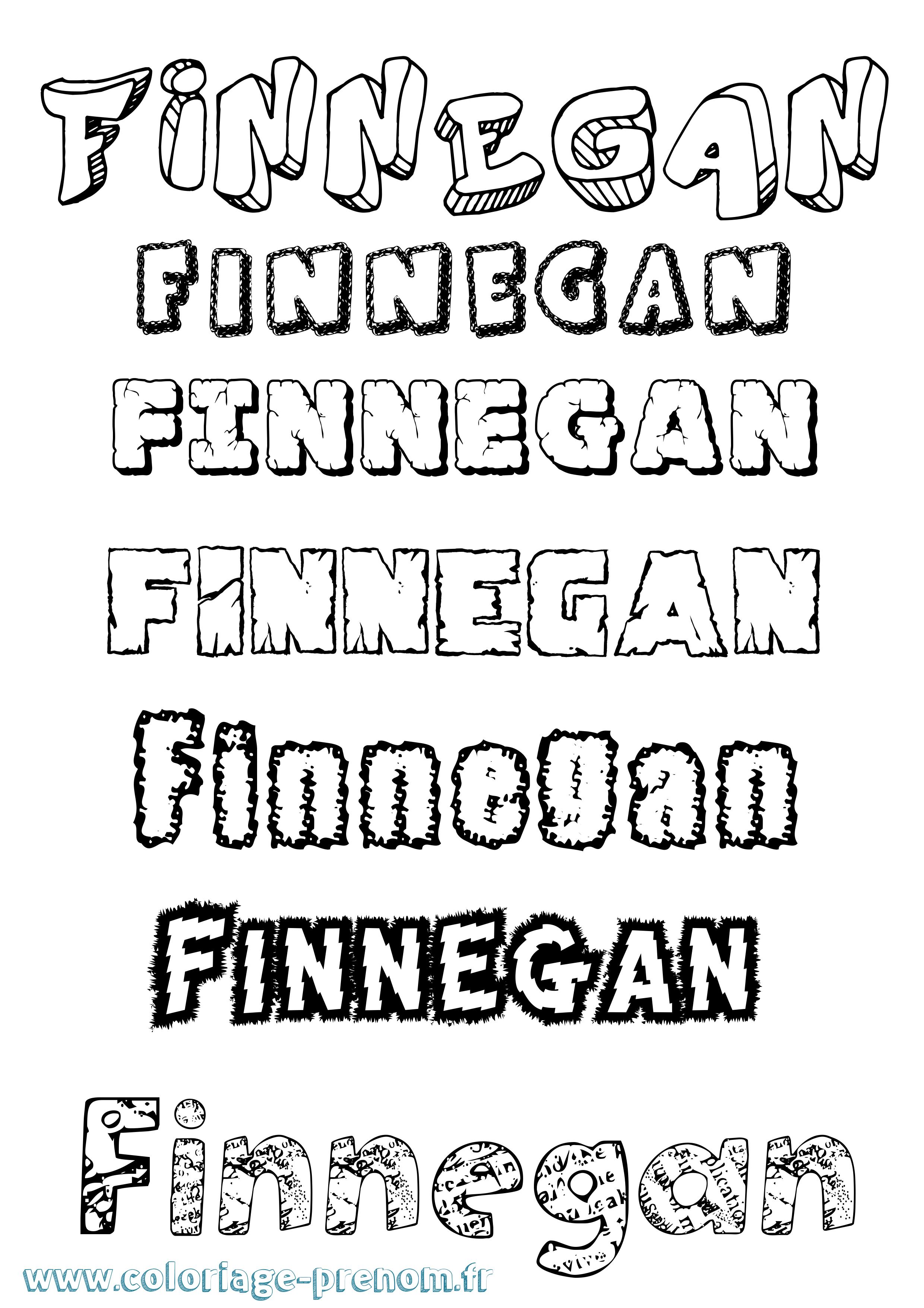 Coloriage prénom Finnegan Destructuré