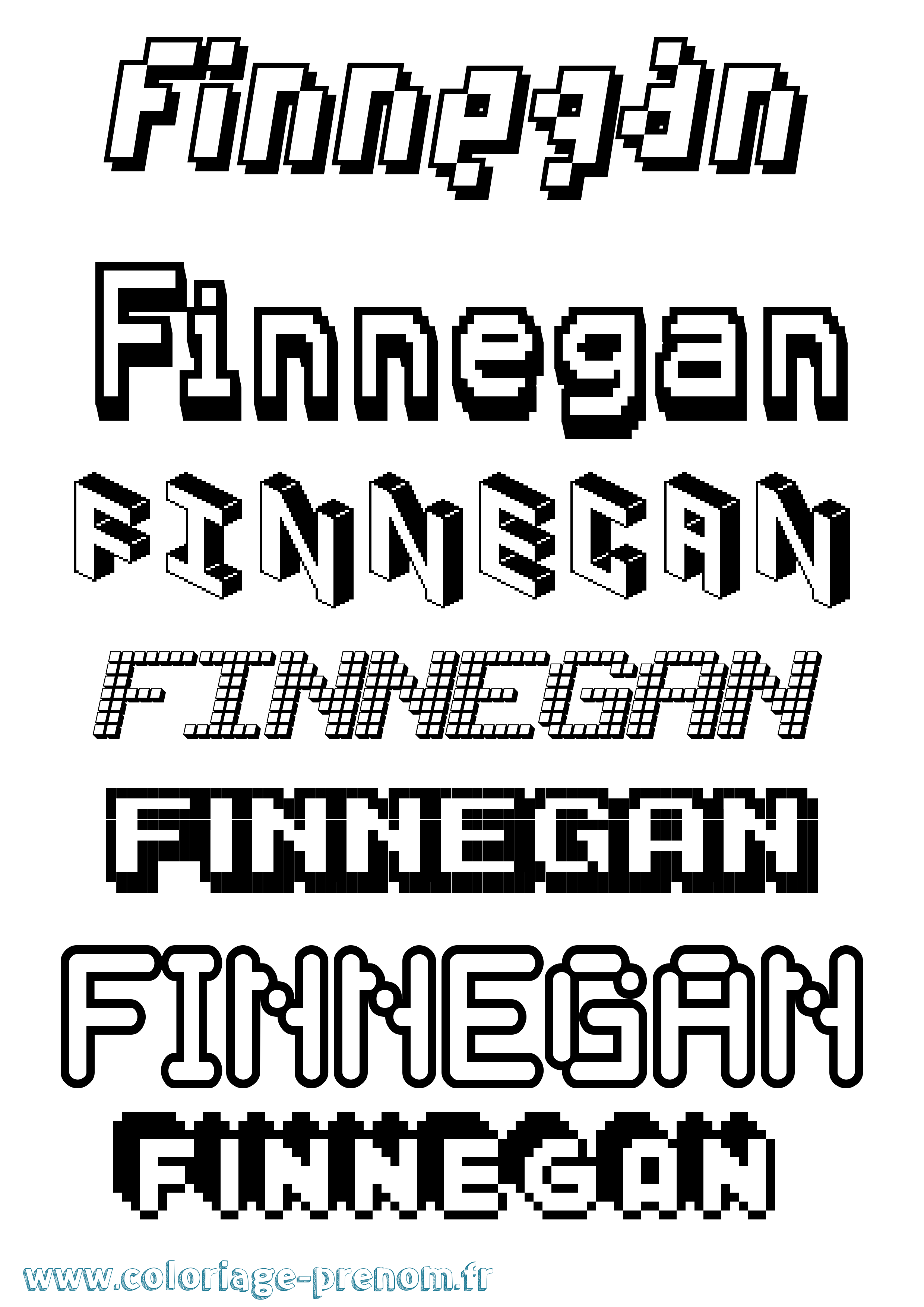 Coloriage prénom Finnegan Pixel