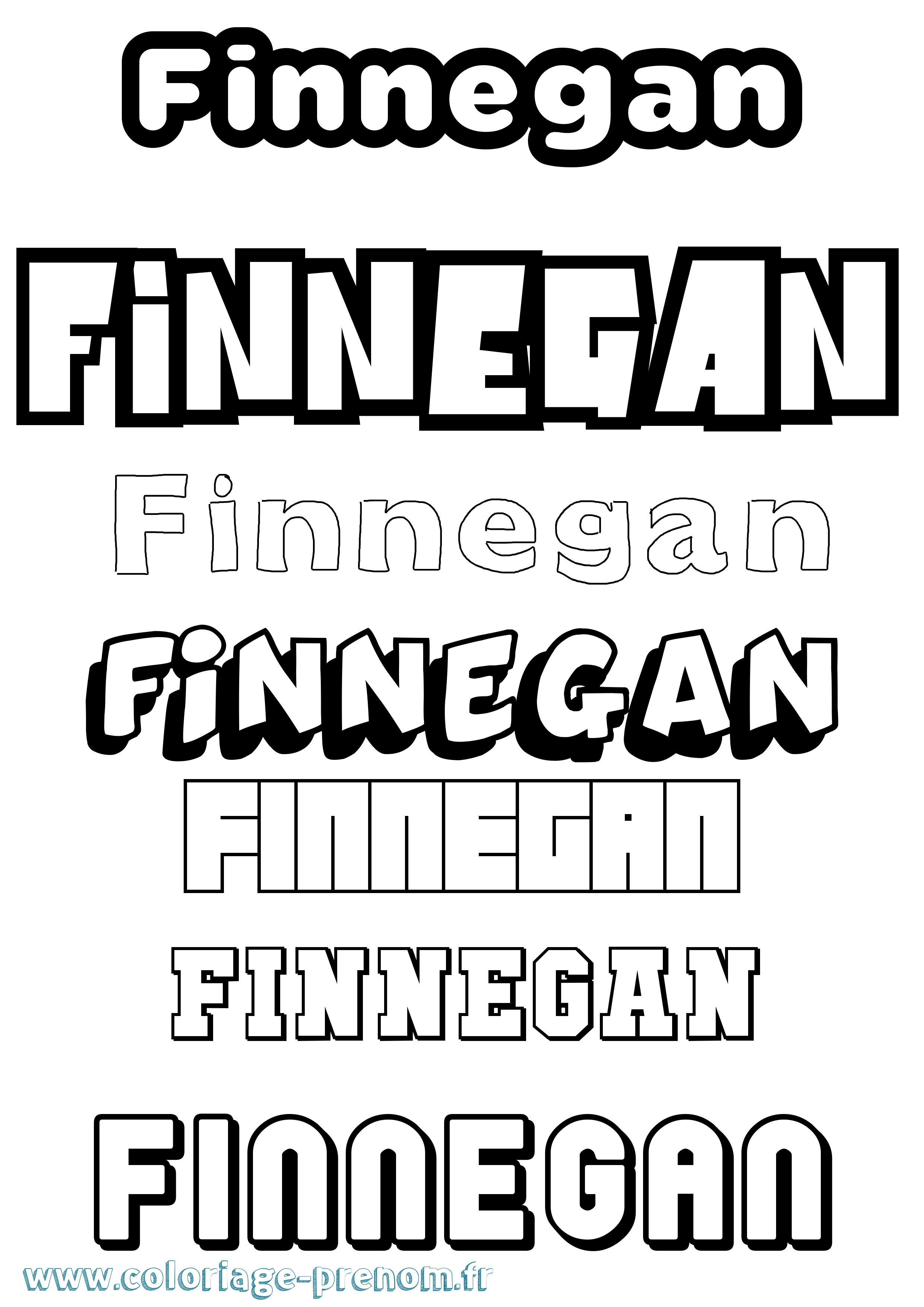 Coloriage prénom Finnegan Simple