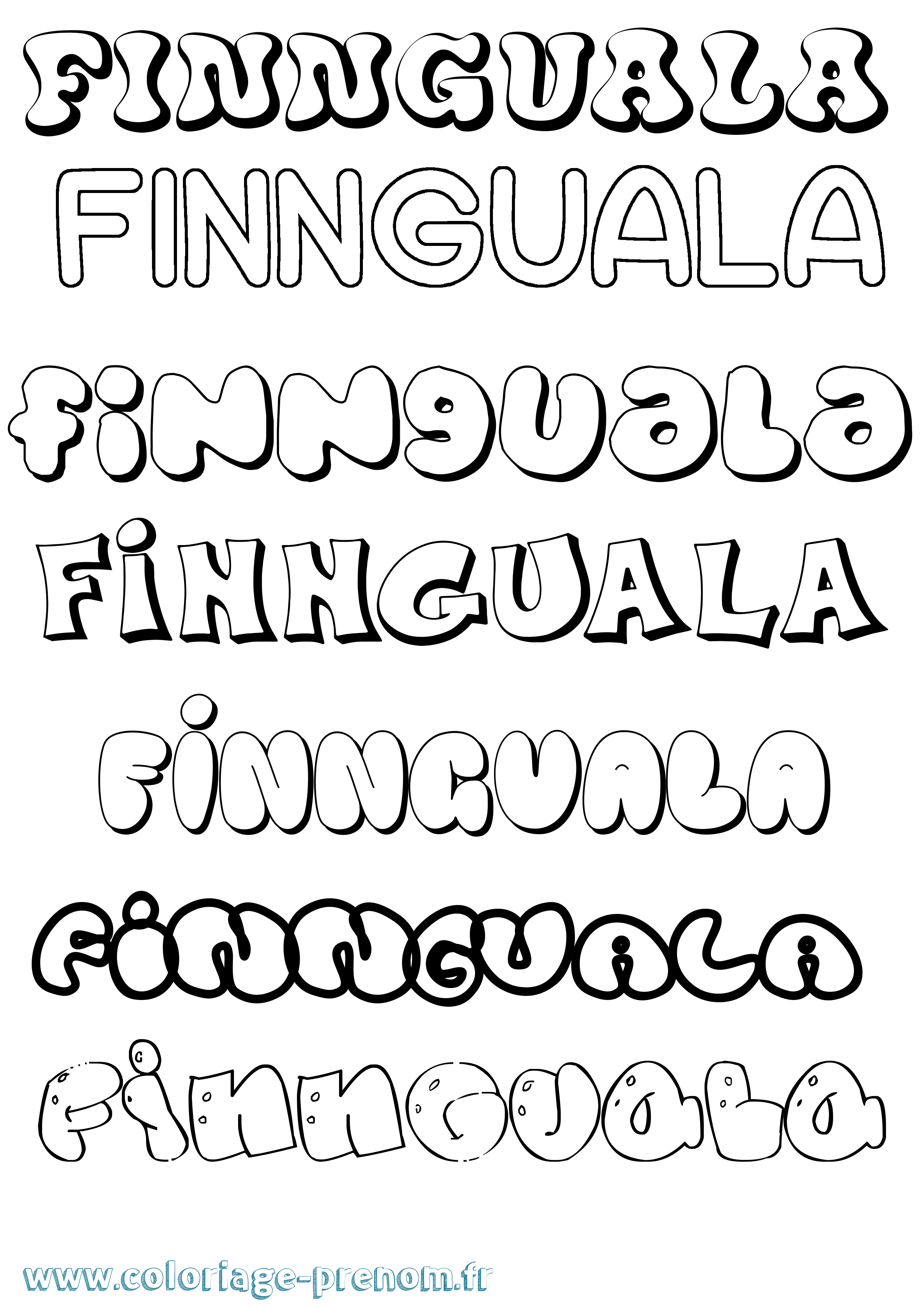 Coloriage prénom Finnguala Bubble