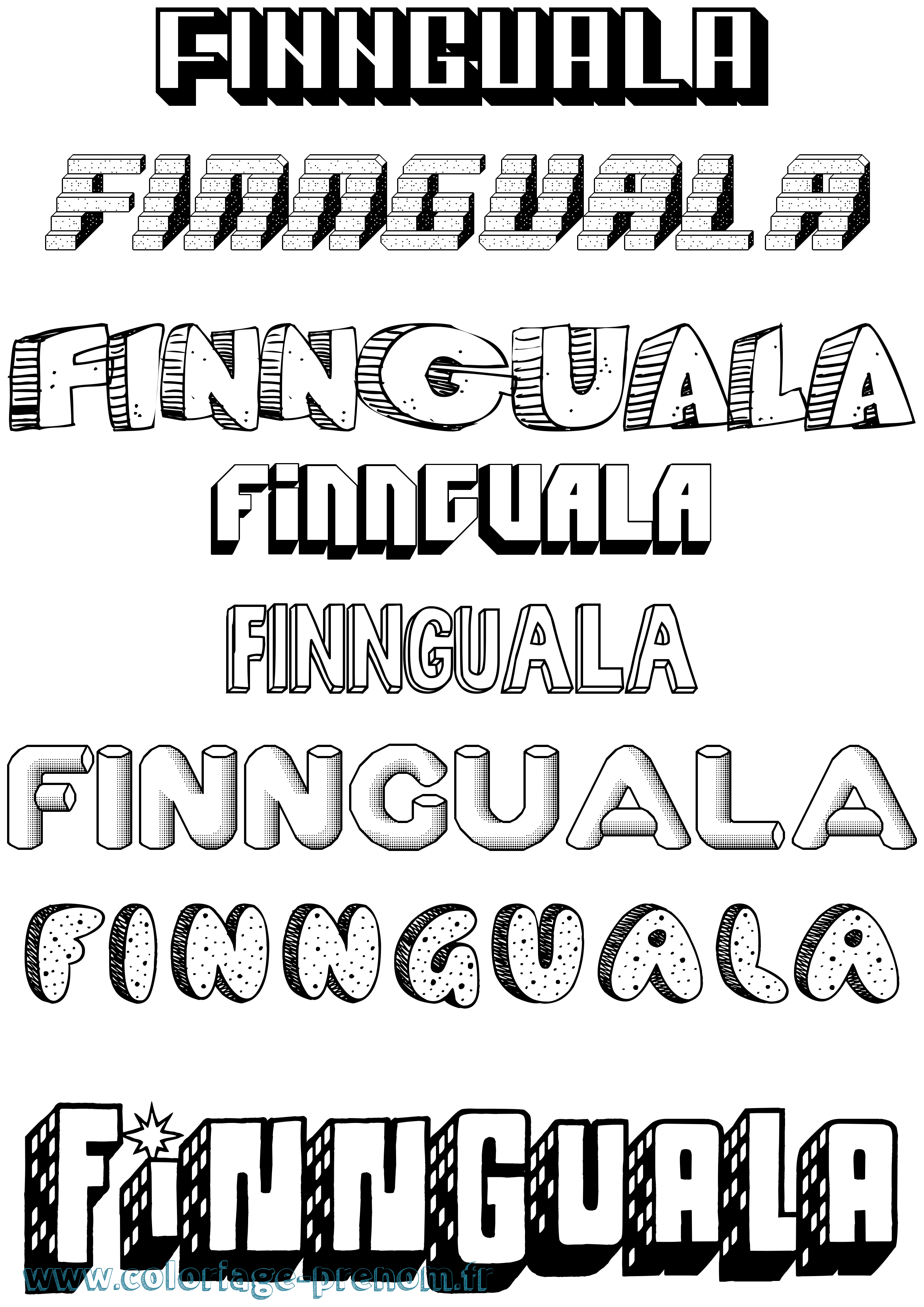 Coloriage prénom Finnguala Effet 3D