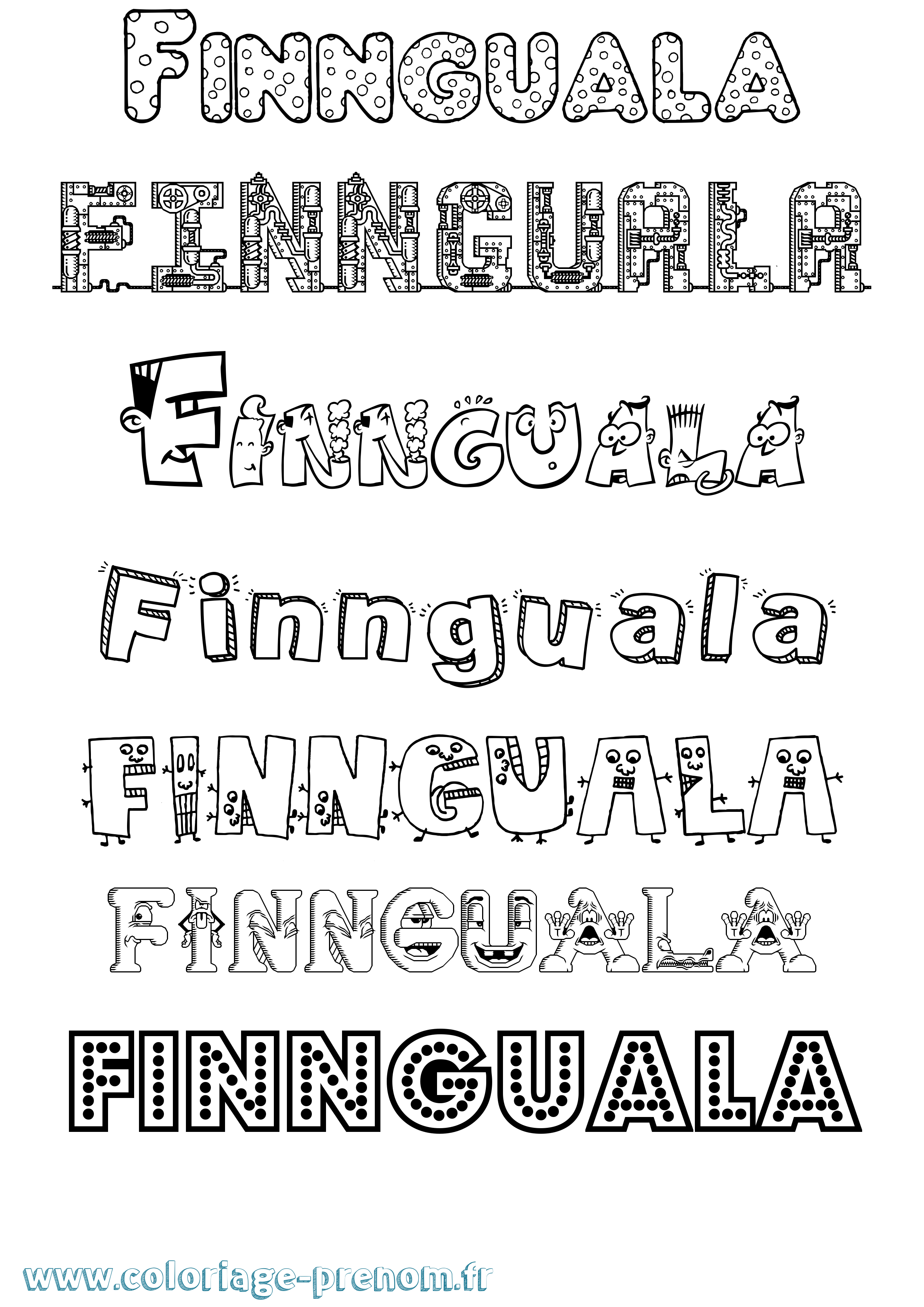 Coloriage prénom Finnguala Fun