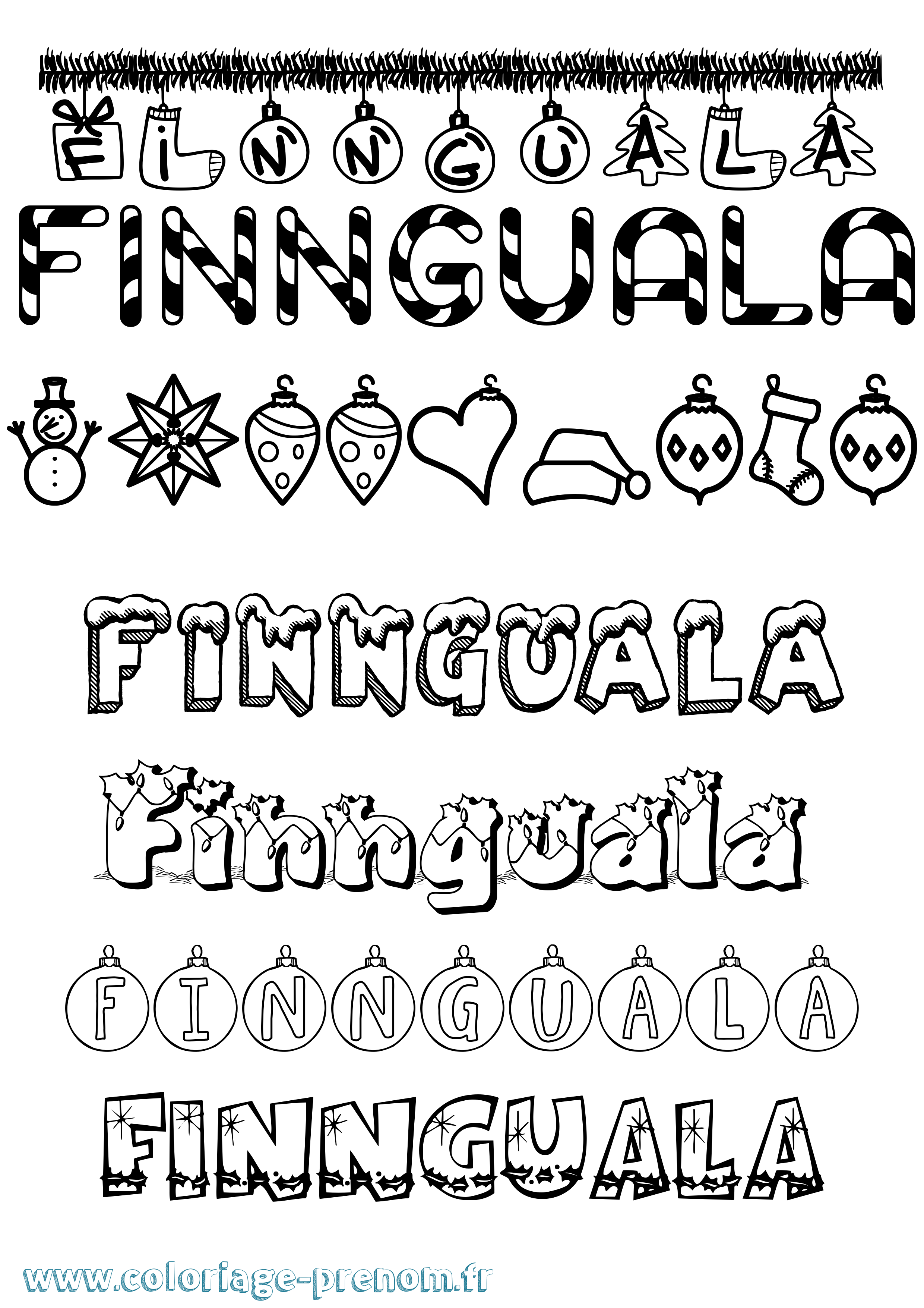 Coloriage prénom Finnguala Noël