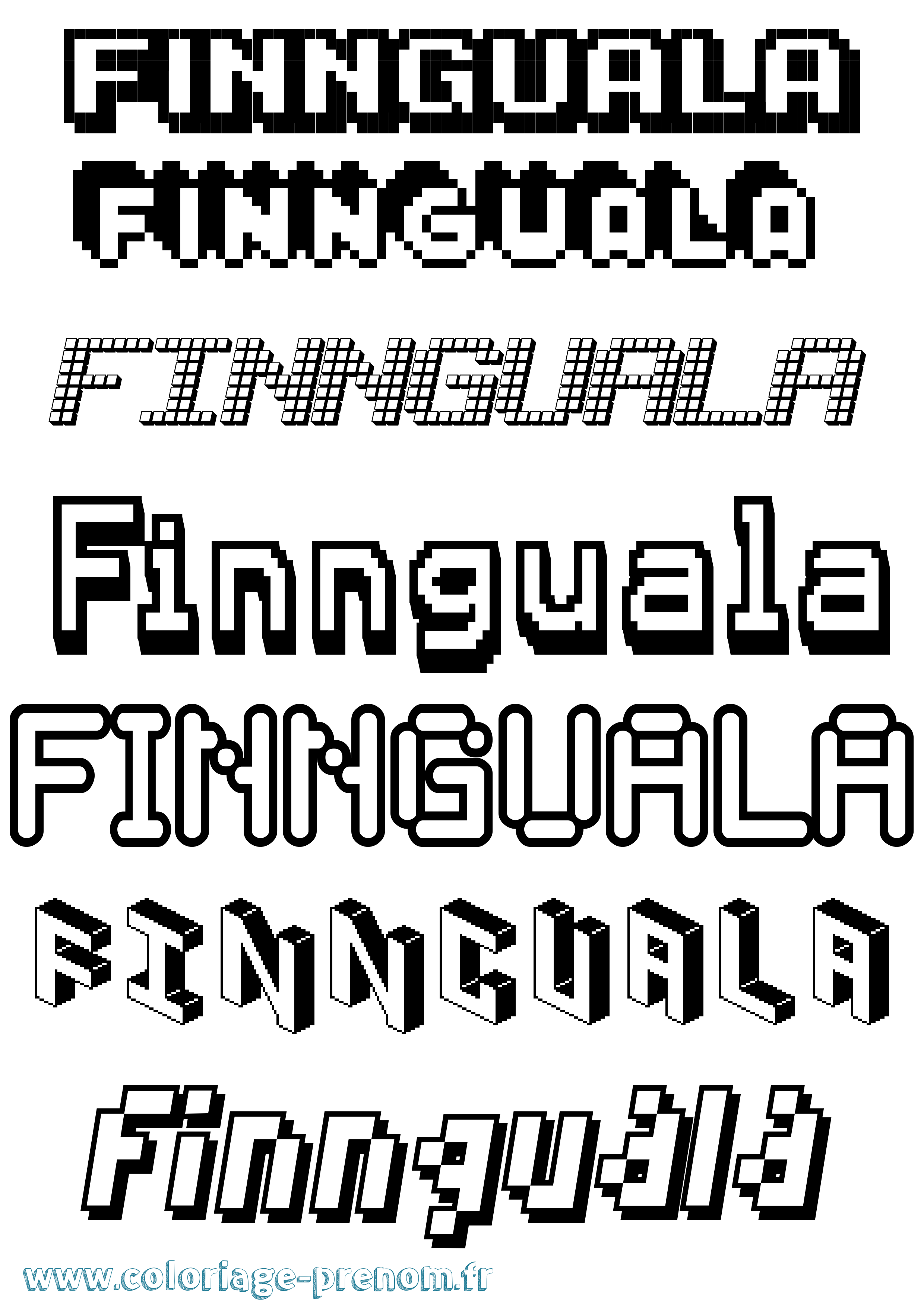 Coloriage prénom Finnguala Pixel