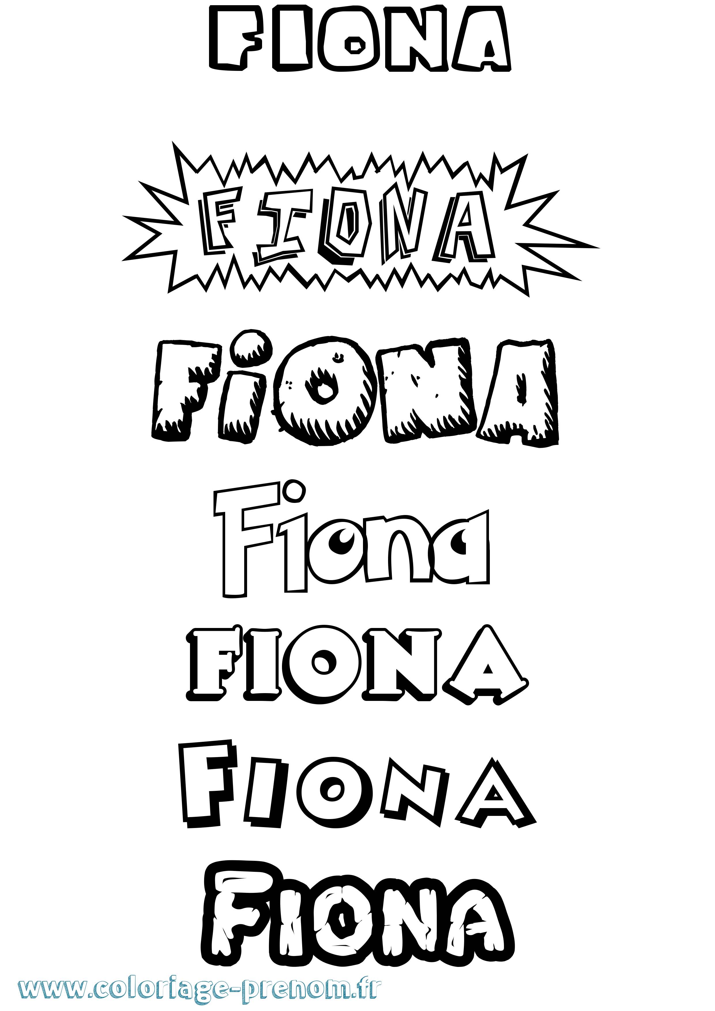 Coloriage prénom Fiona Dessin Animé