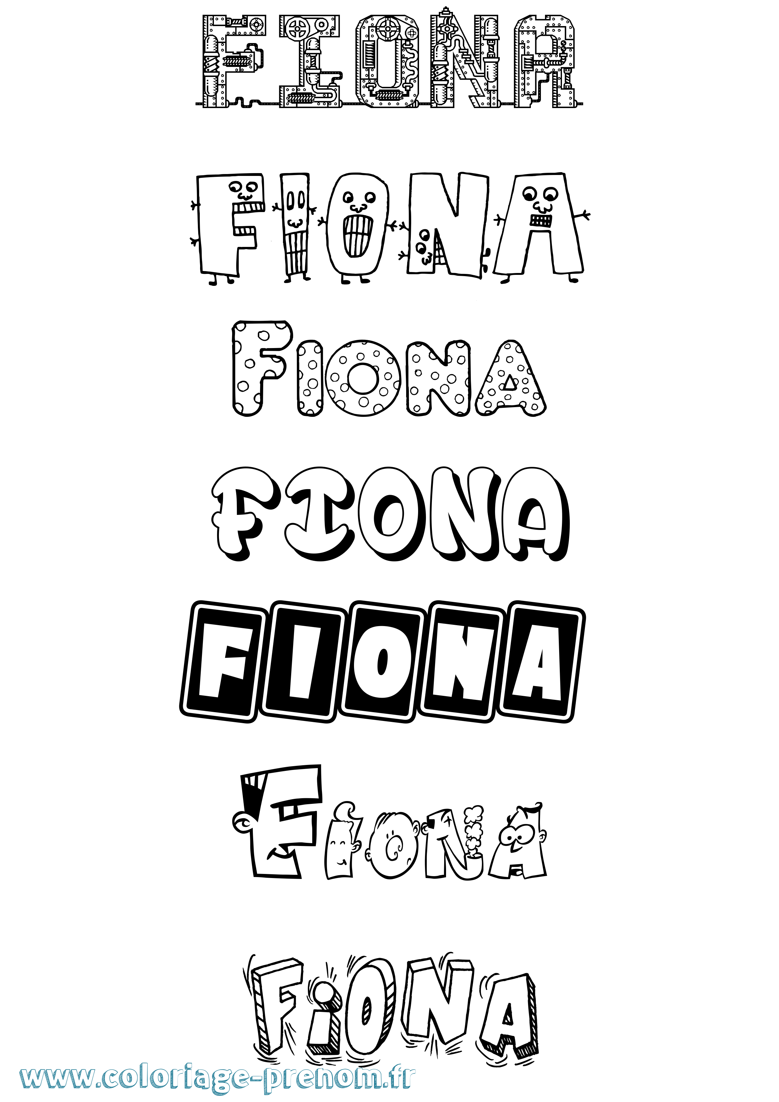 Coloriage prénom Fiona Fun