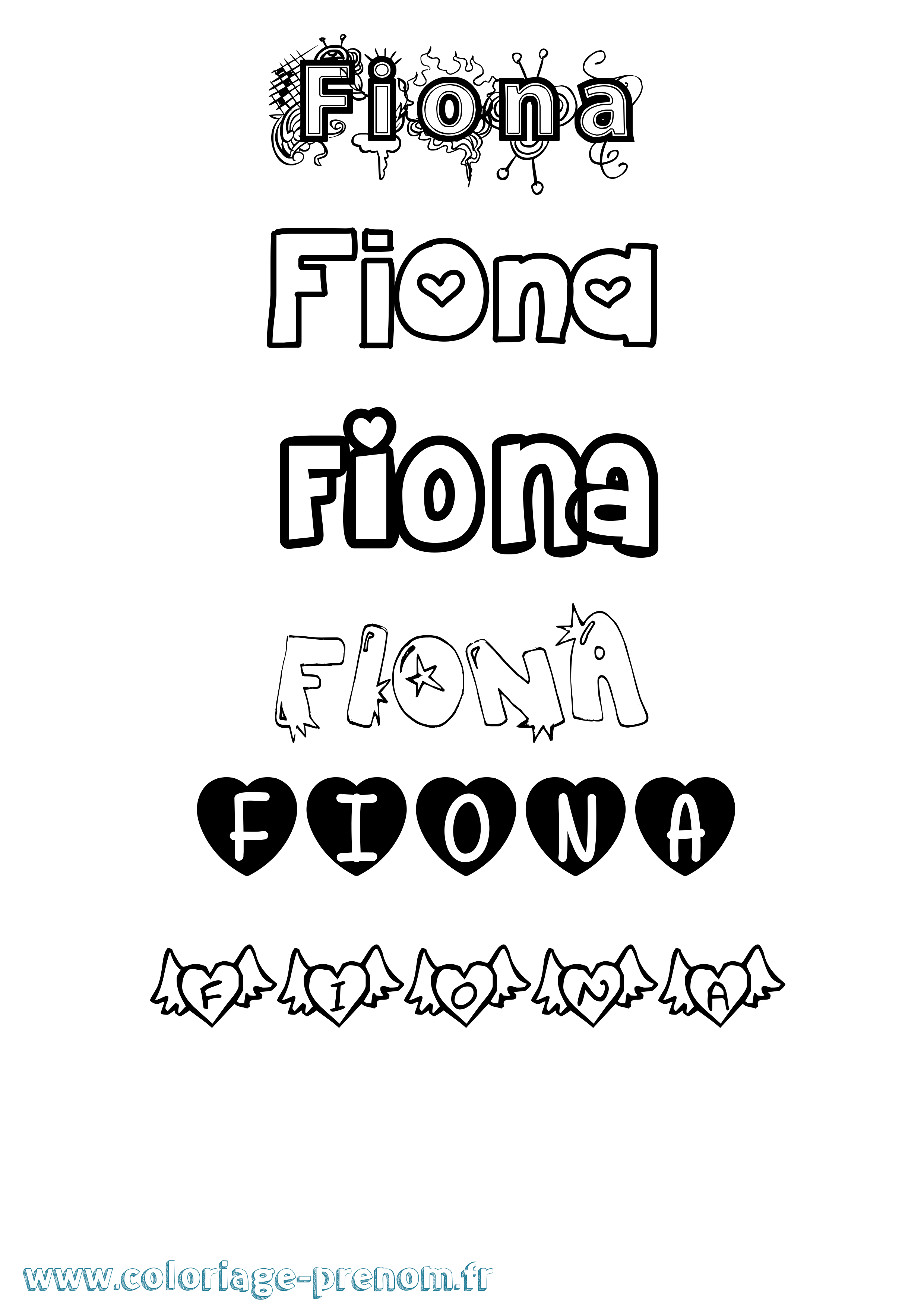 Coloriage prénom Fiona Girly
