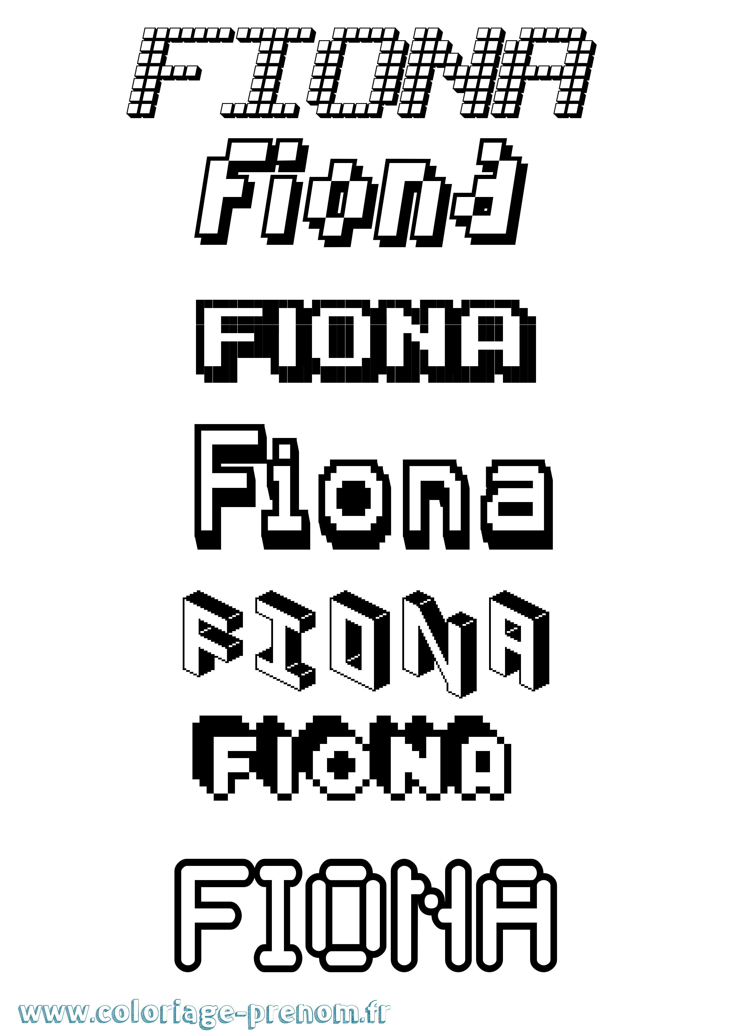 Coloriage prénom Fiona Pixel