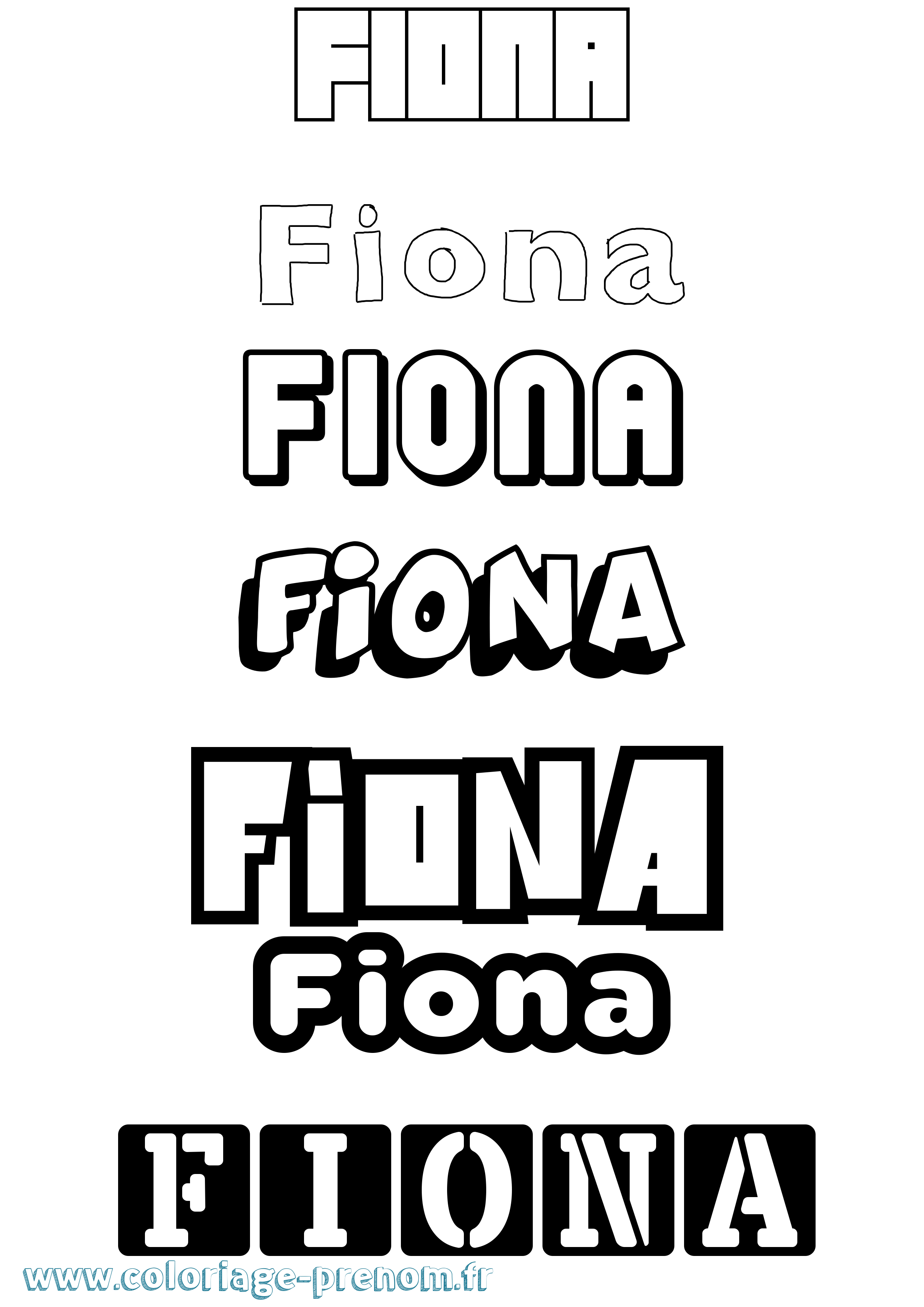 Coloriage prénom Fiona Simple