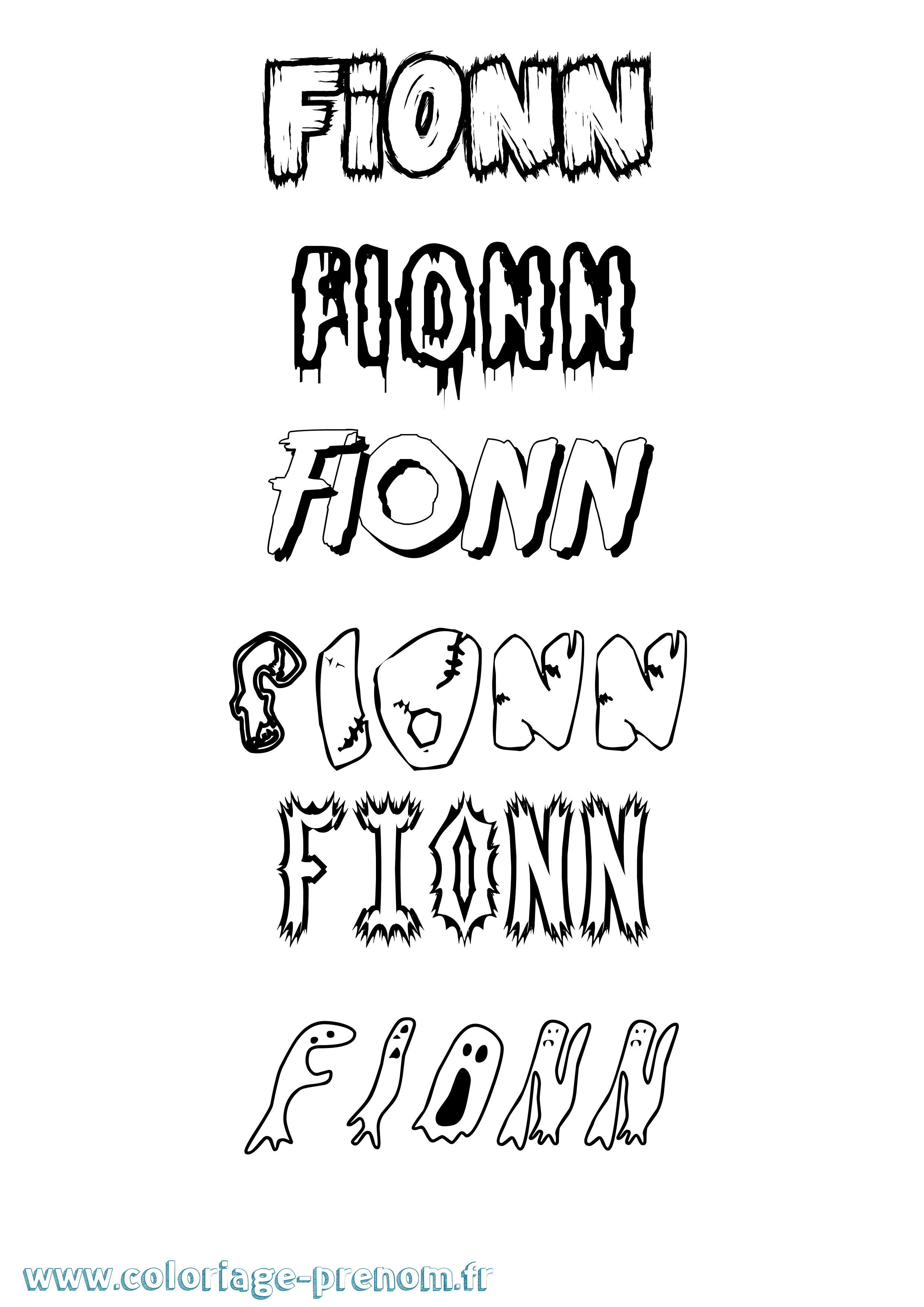 Coloriage prénom Fionn Frisson