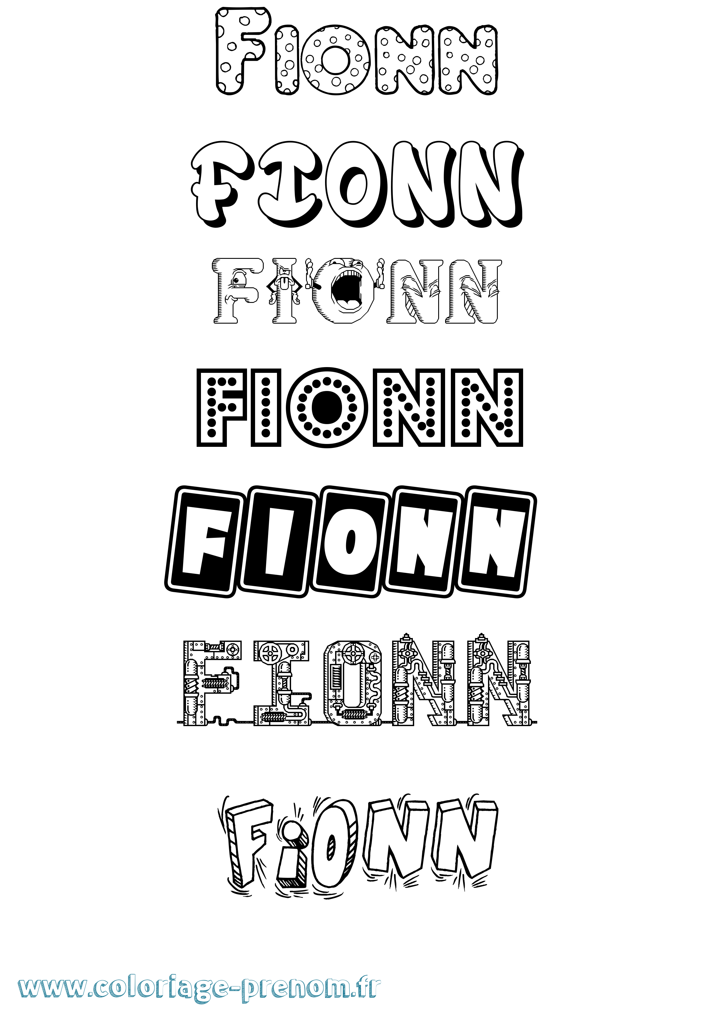 Coloriage prénom Fionn Fun