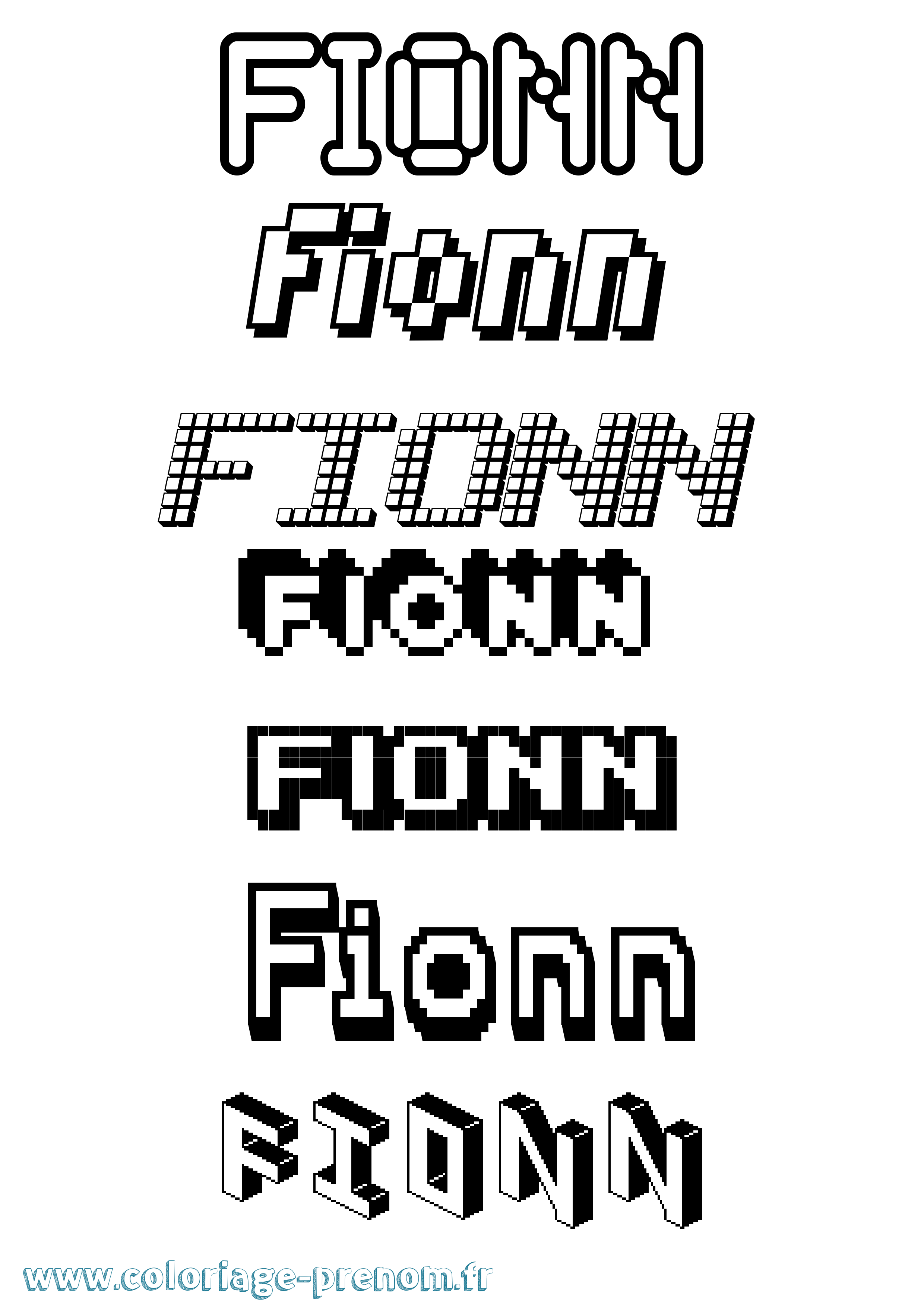 Coloriage prénom Fionn Pixel
