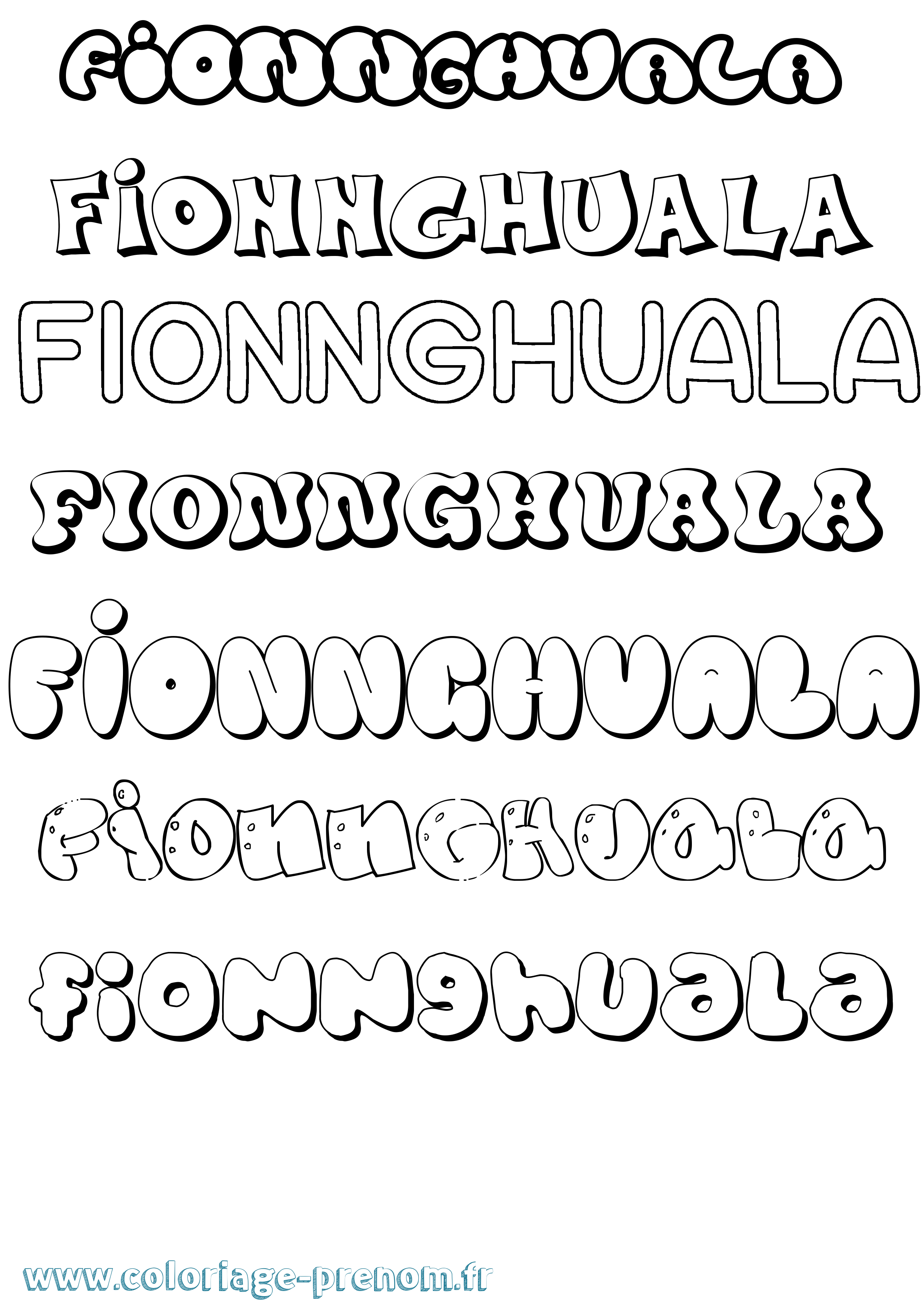 Coloriage prénom Fionnghuala Bubble