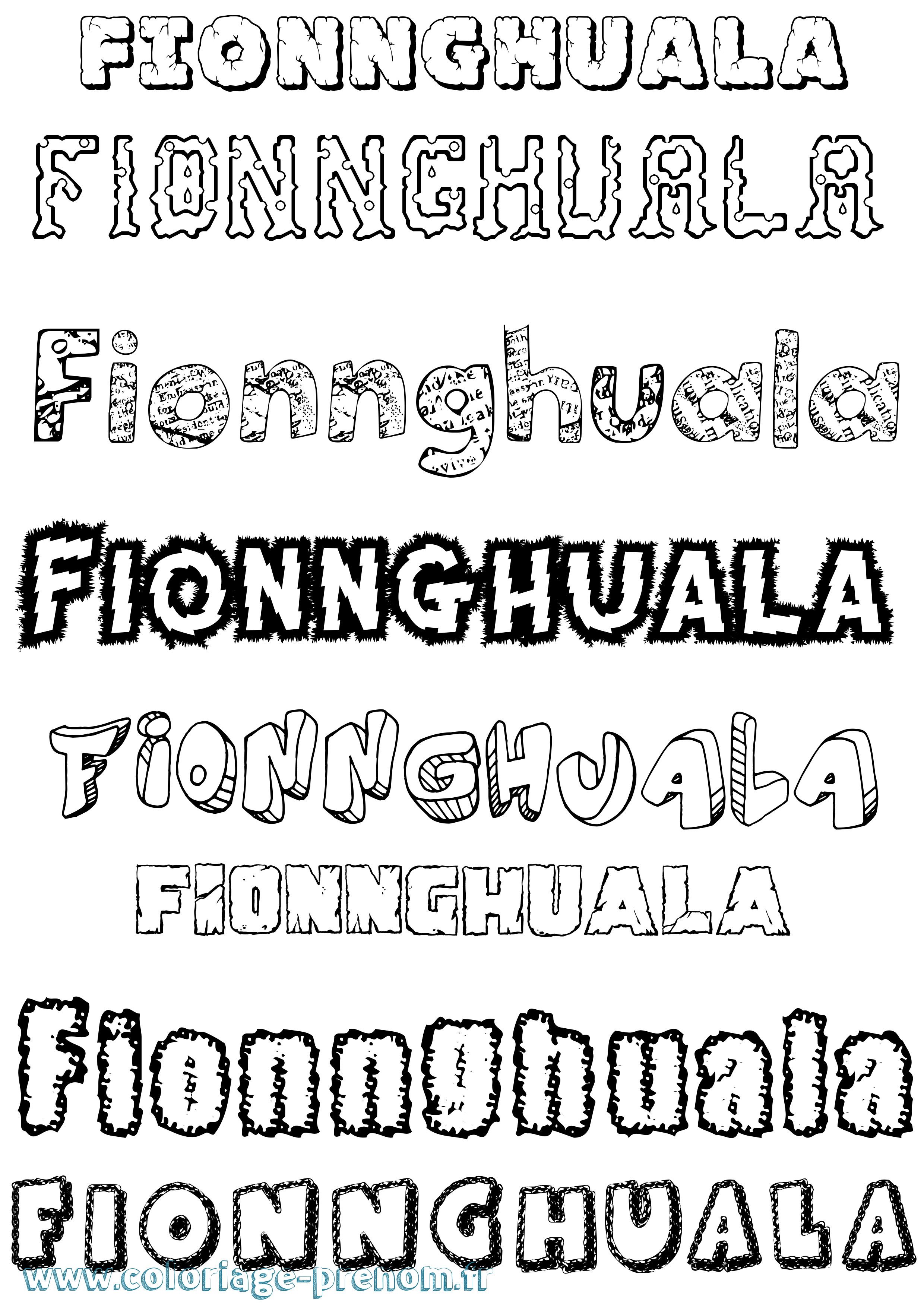 Coloriage prénom Fionnghuala Destructuré