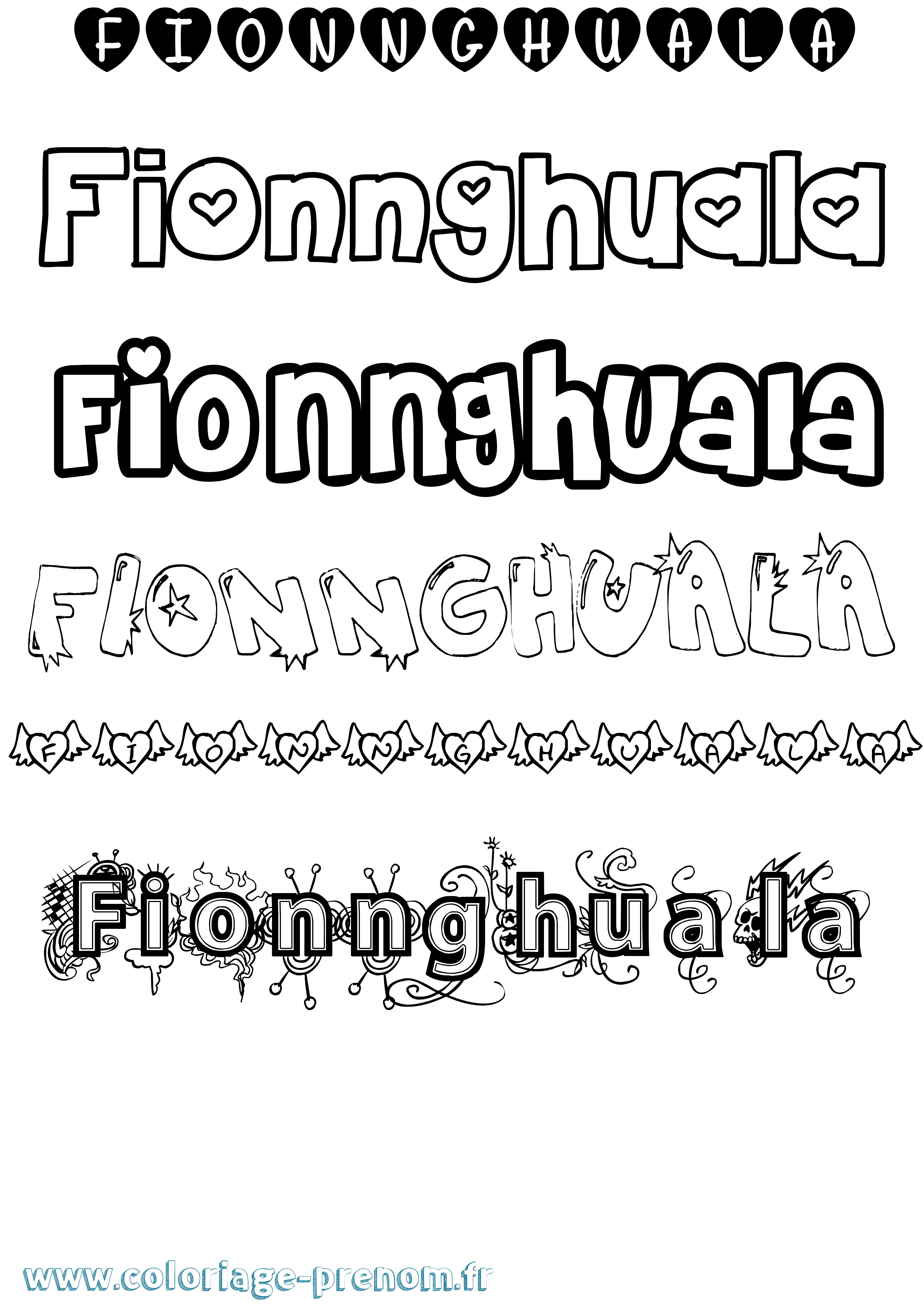 Coloriage prénom Fionnghuala Girly