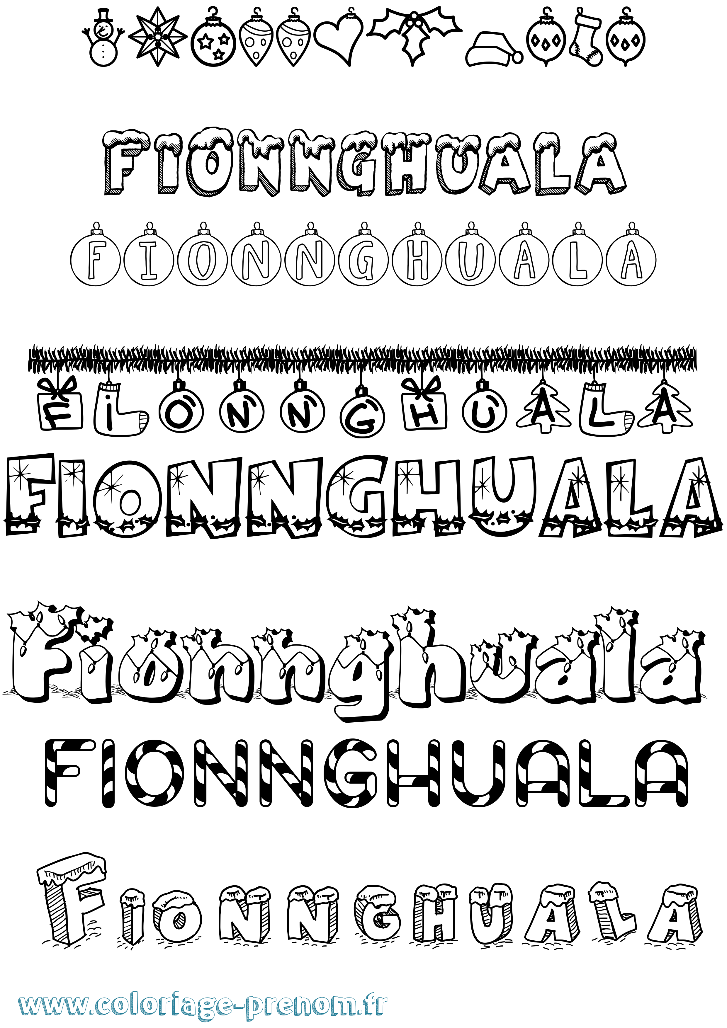 Coloriage prénom Fionnghuala Noël