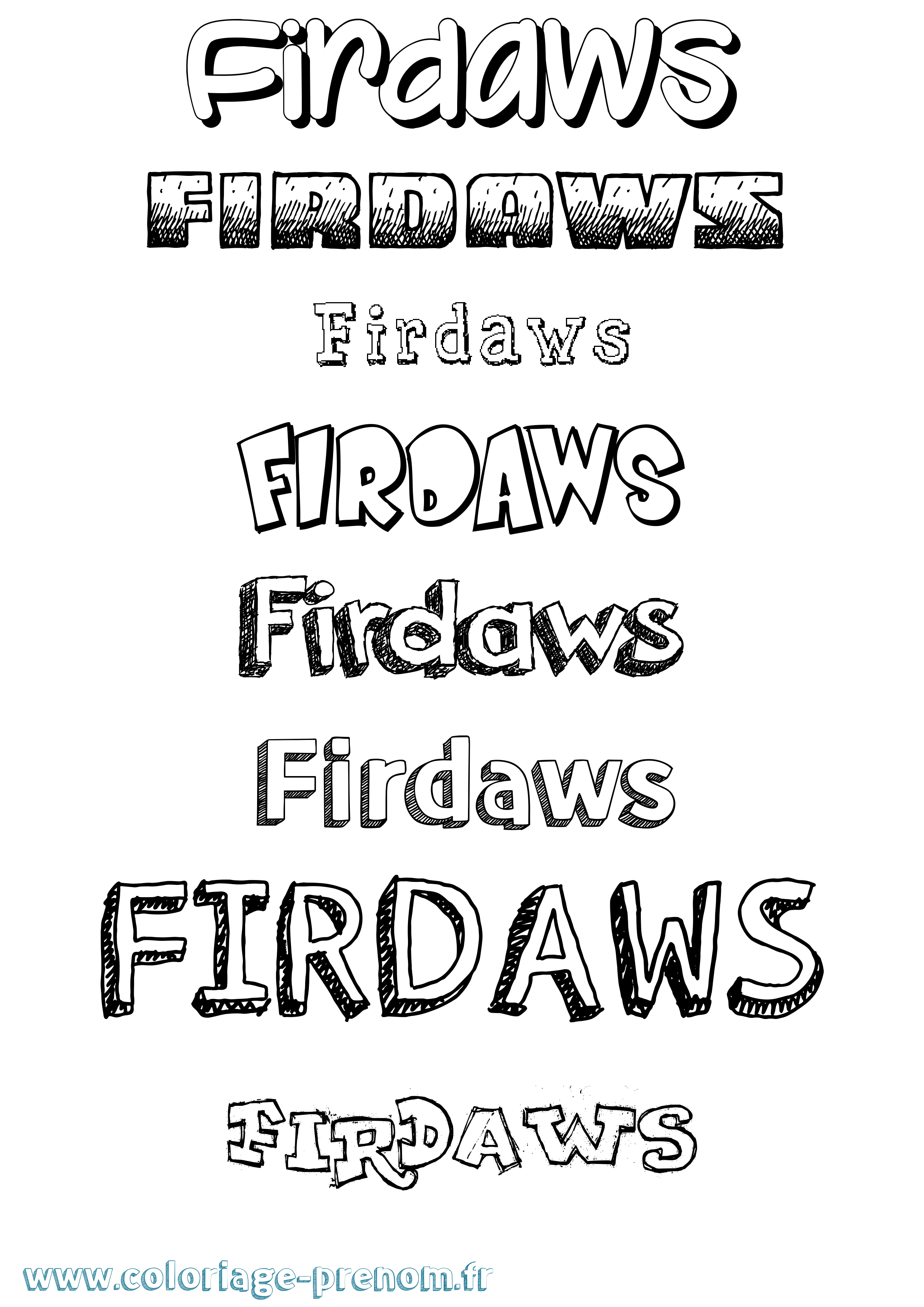 Coloriage prénom Firdaws Dessiné