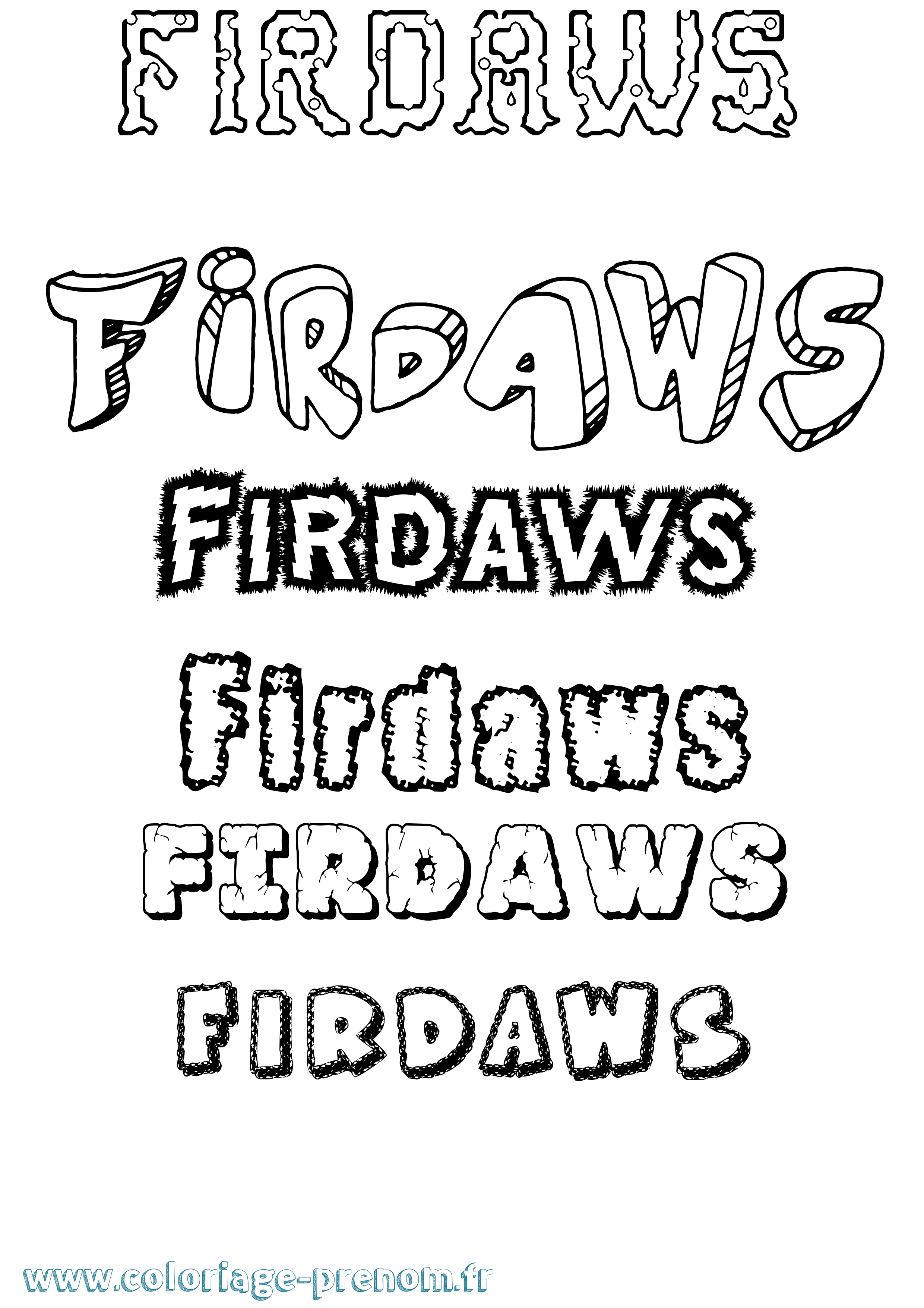 Coloriage prénom Firdaws Destructuré