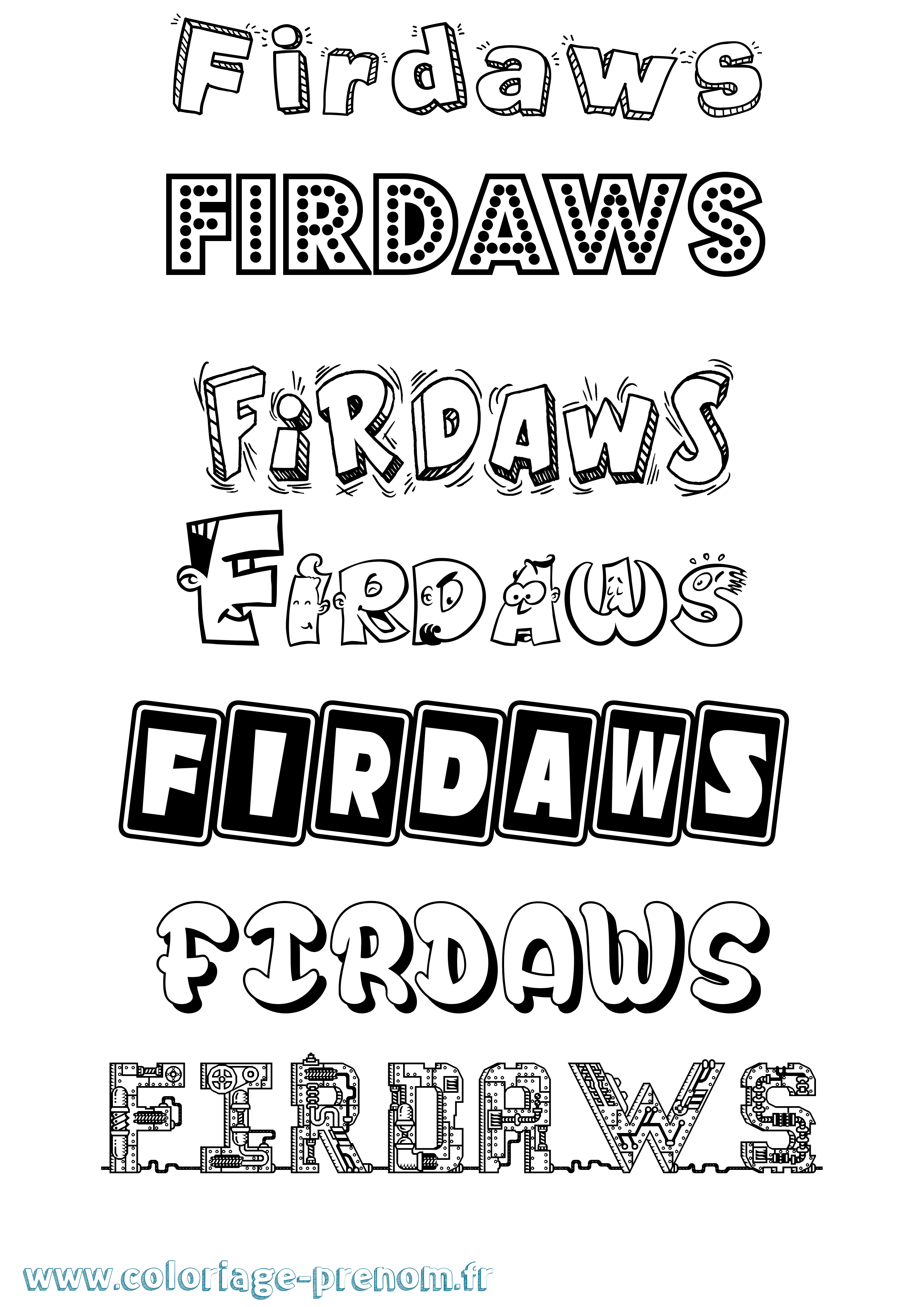 Coloriage prénom Firdaws Fun