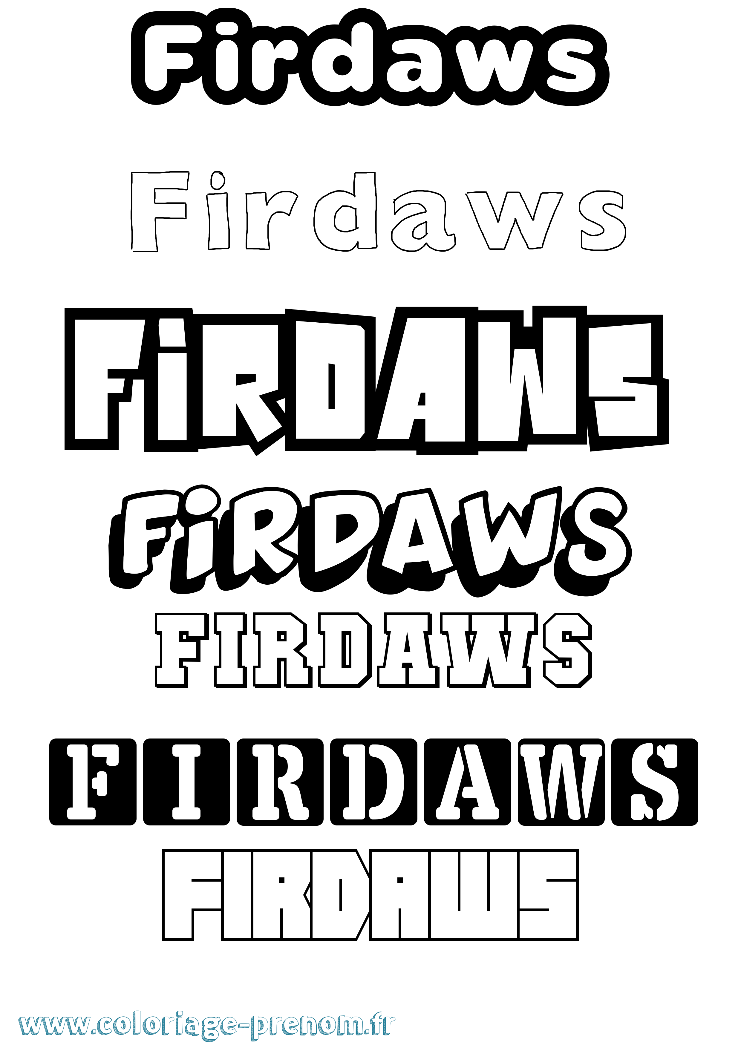 Coloriage prénom Firdaws Simple