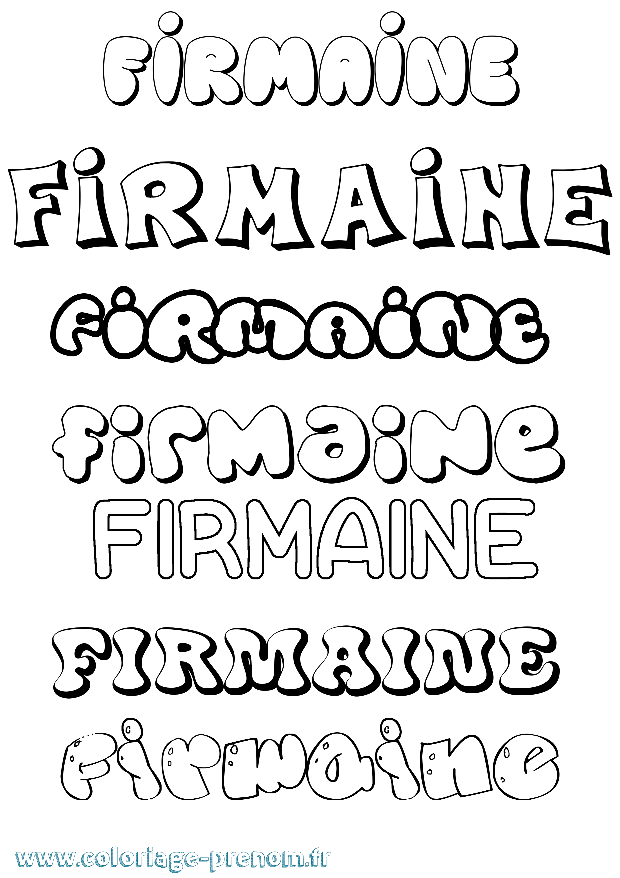 Coloriage prénom Firmaine Bubble