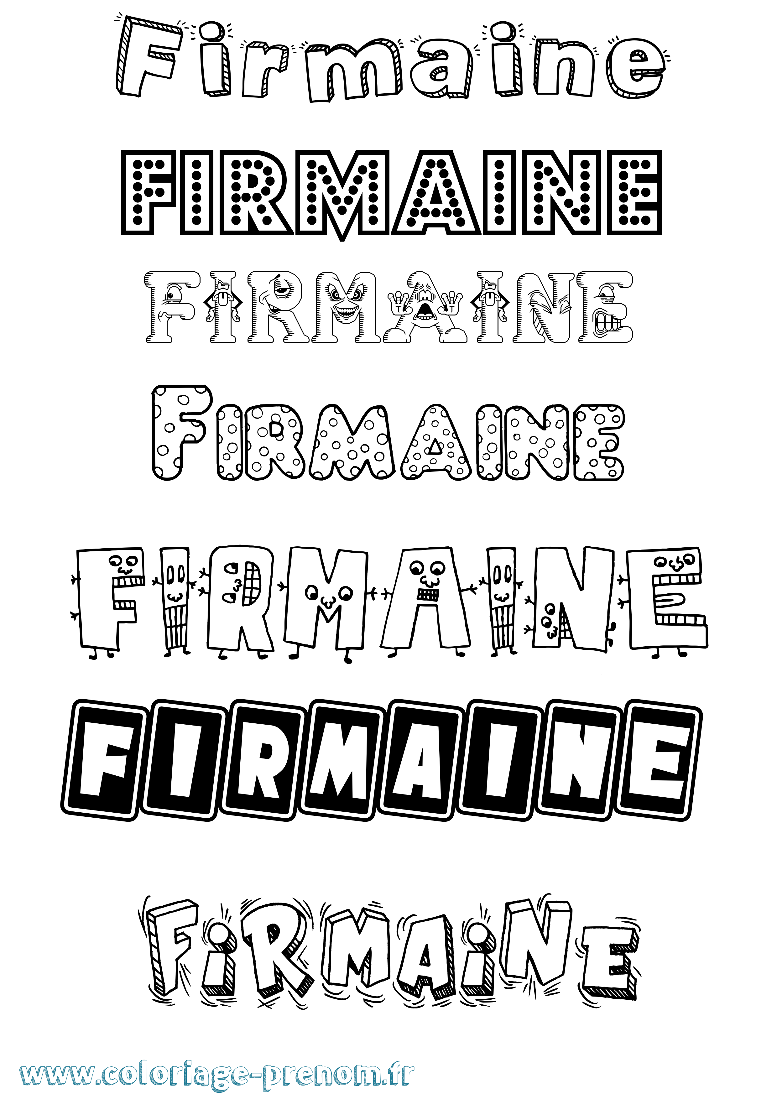 Coloriage prénom Firmaine Fun