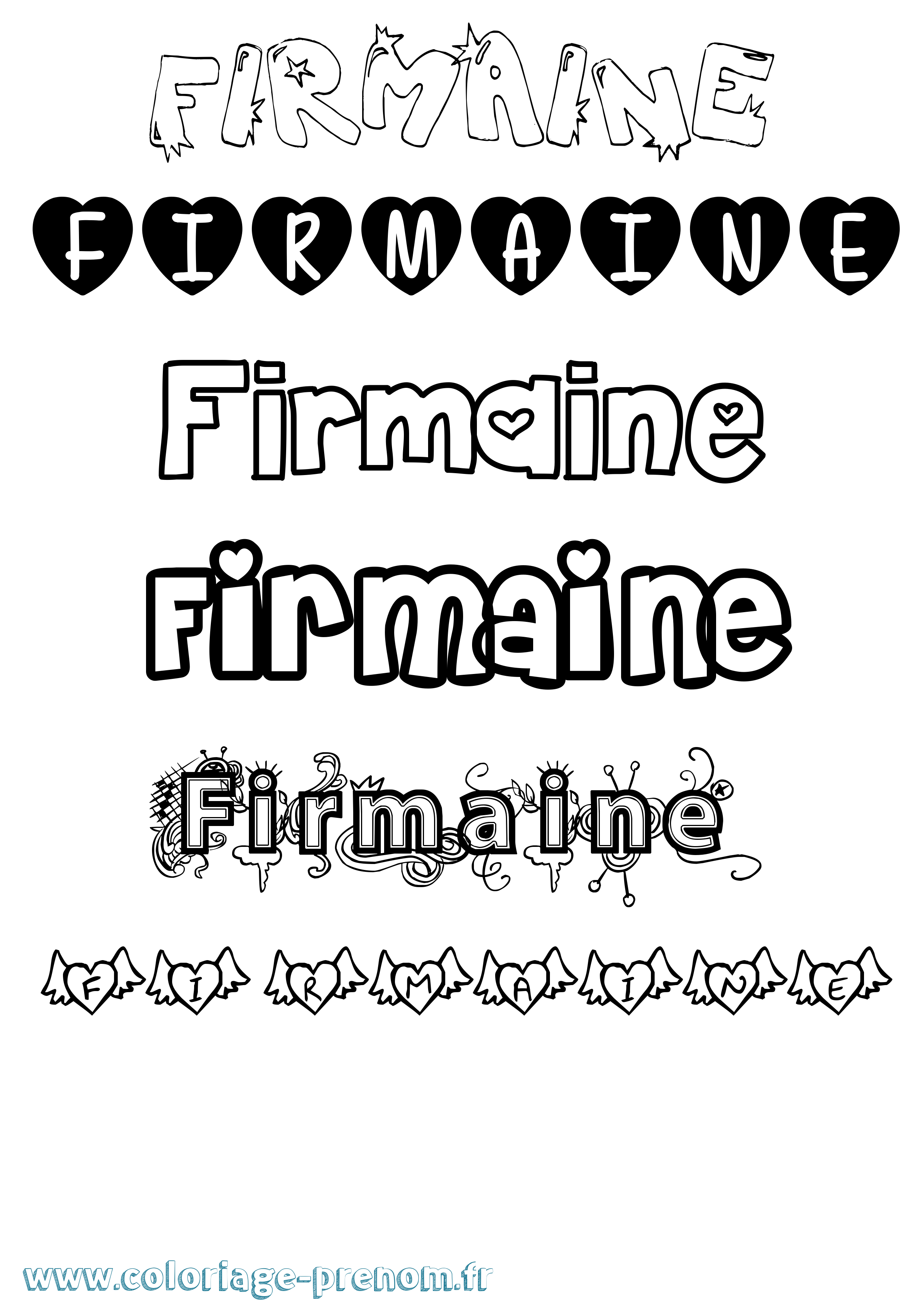 Coloriage prénom Firmaine Girly