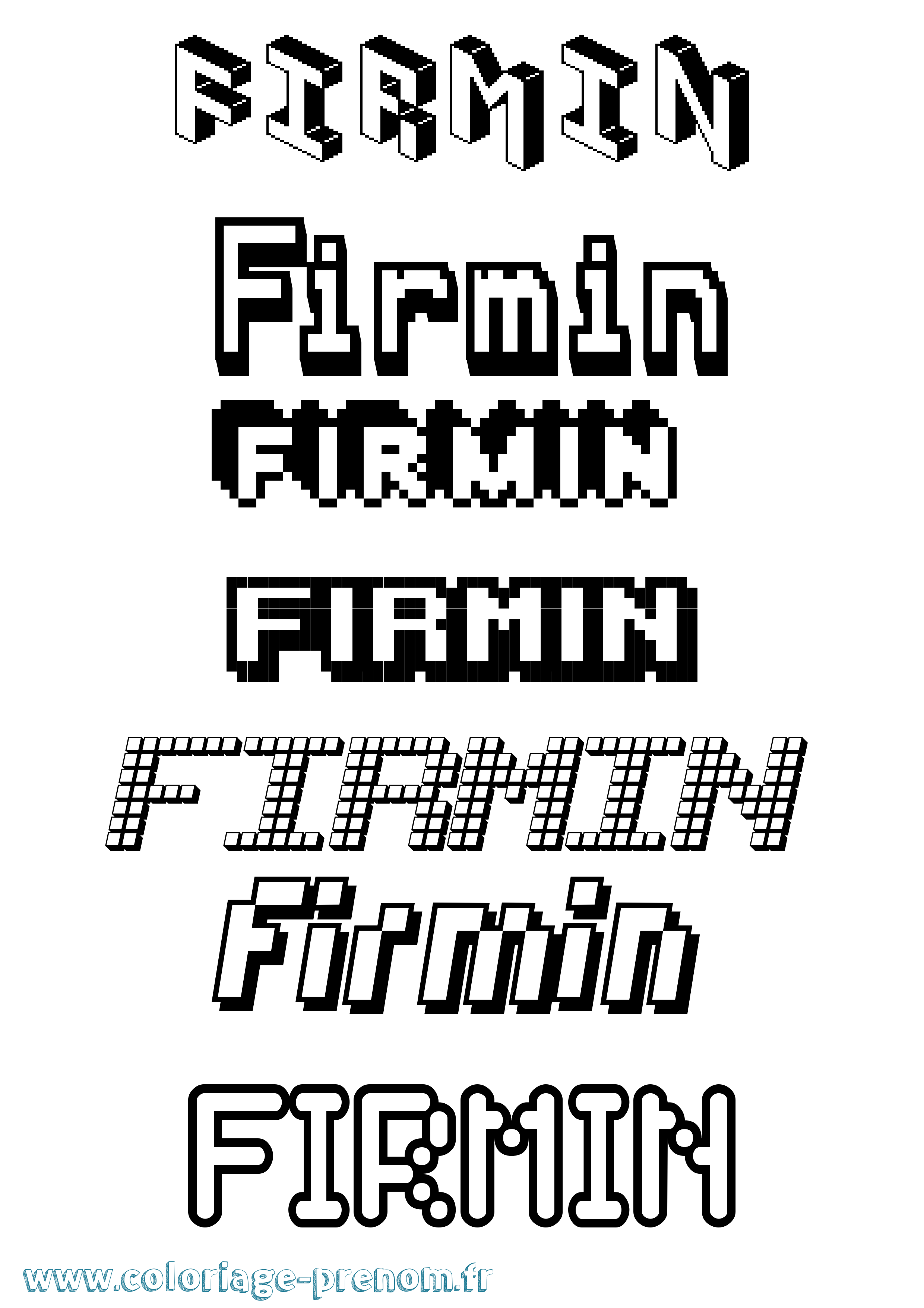 Coloriage prénom Firmin Pixel