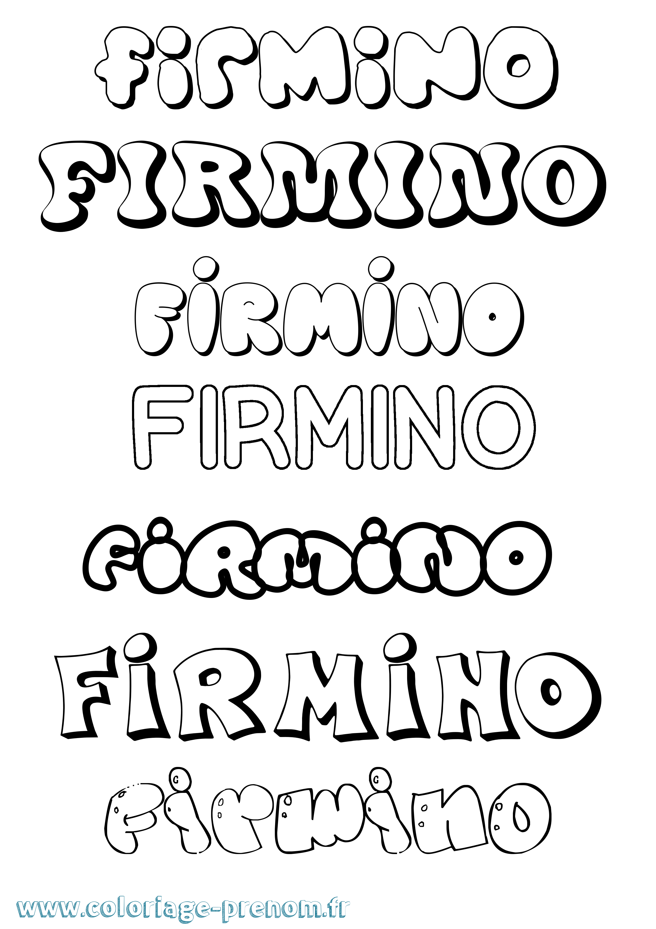 Coloriage Firmino Bubble Coloriage prénom Firmino Bubble