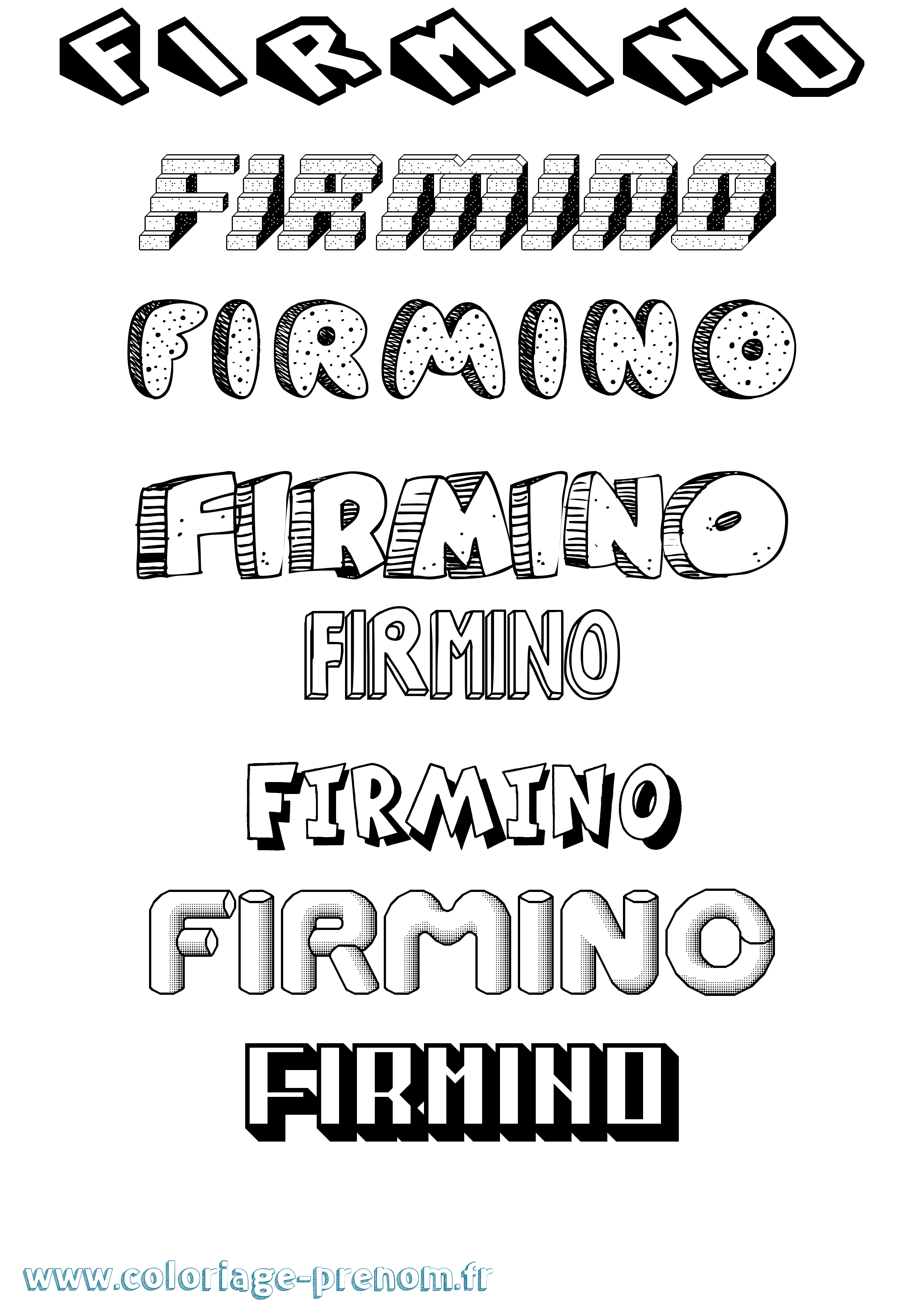 Coloriage Firmino Effet 3D Coloriage prénom Firmino Effet 3D