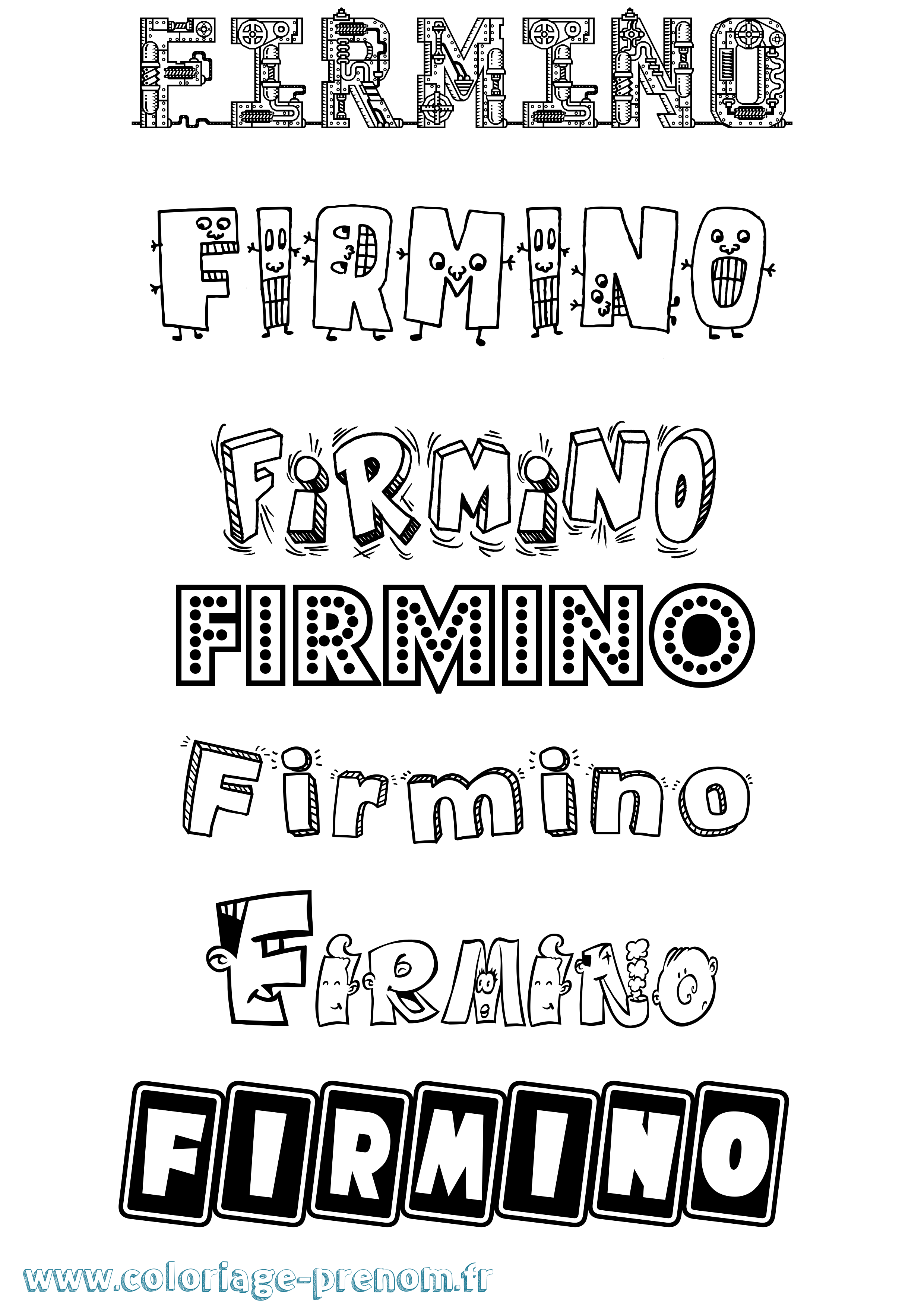 Coloriage Firmino Fun Coloriage prénom Firmino Fun