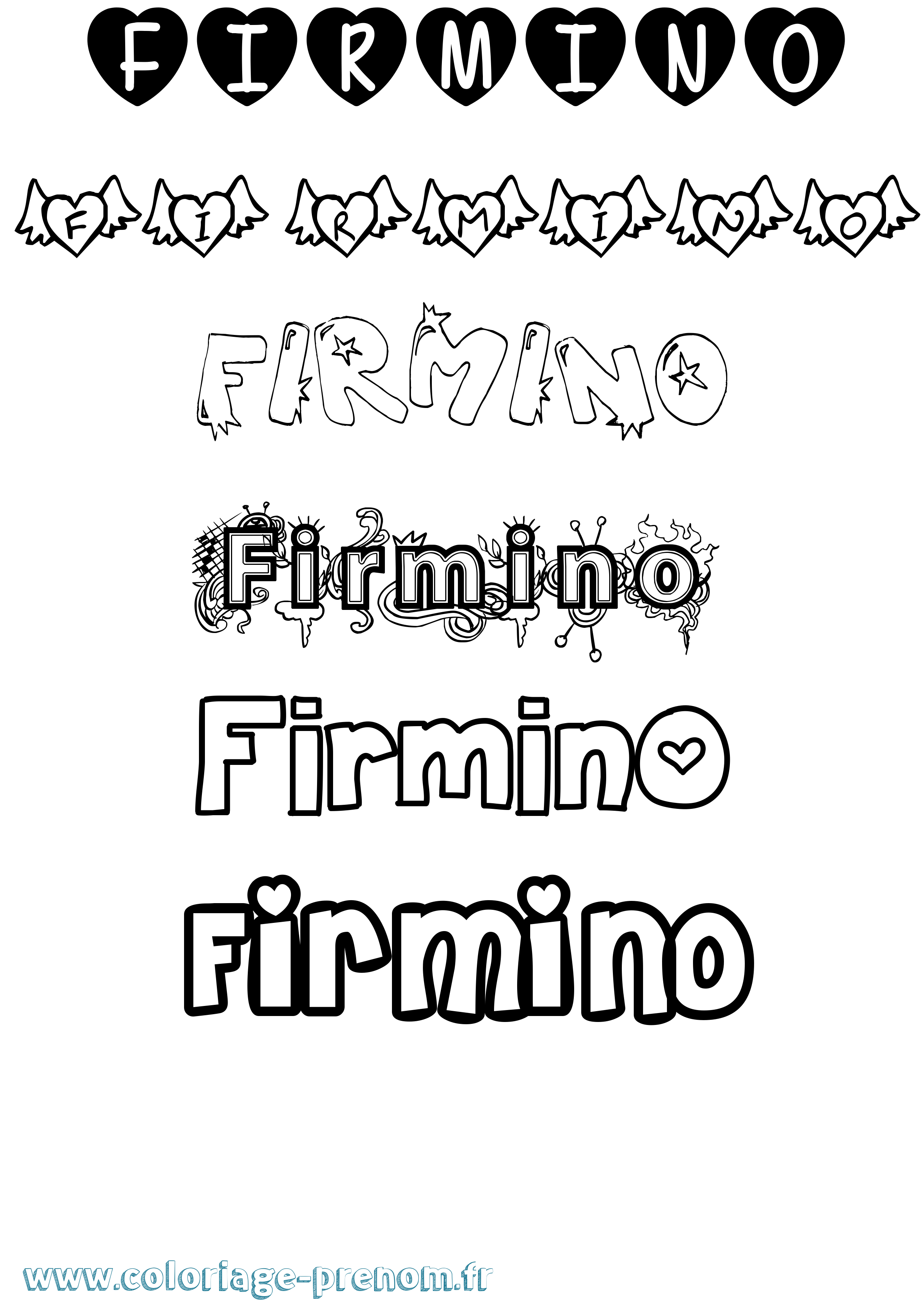Coloriage Firmino Girly Coloriage prénom Firmino Girly