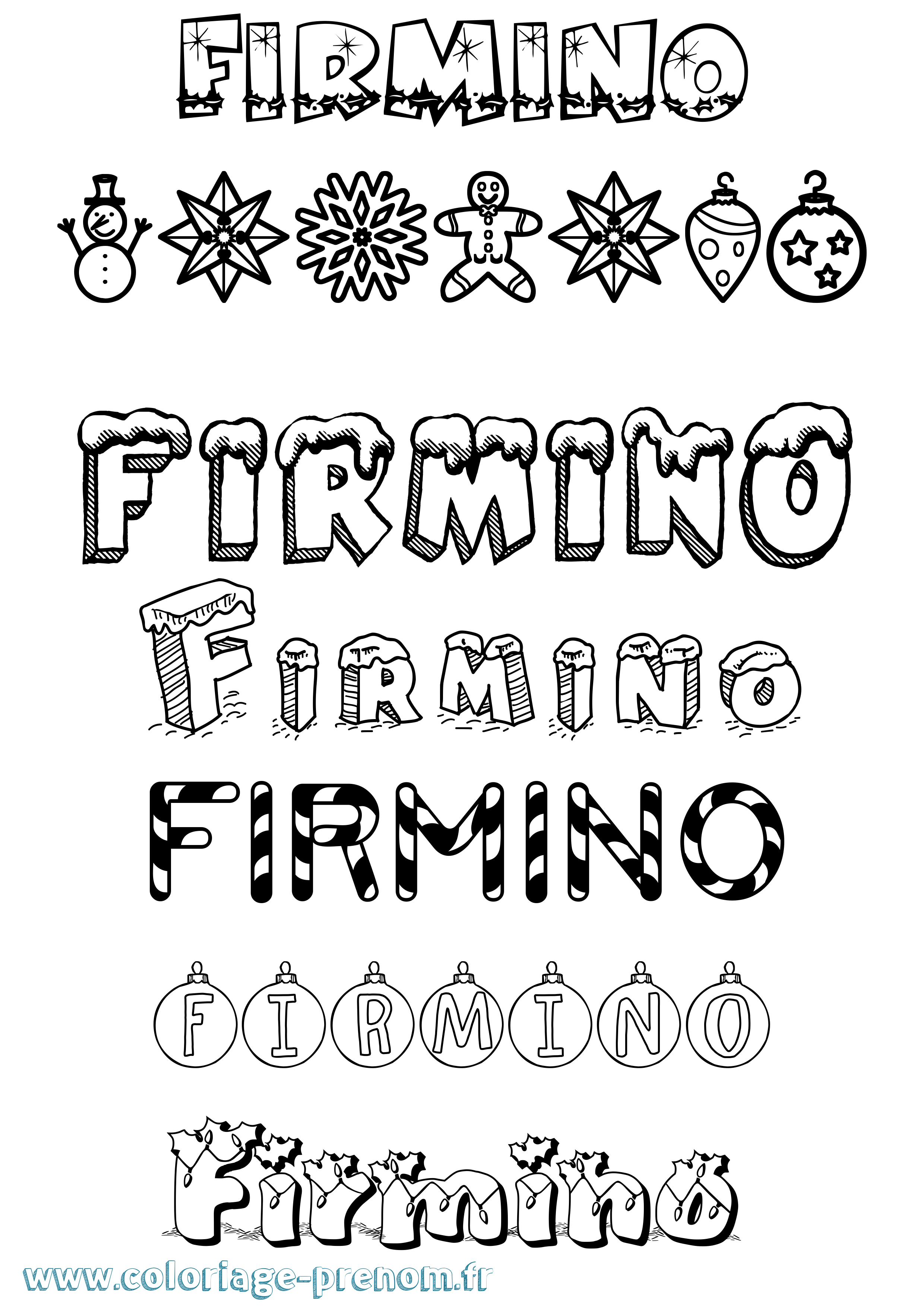 Coloriage Firmino Noël Coloriage prénom Firmino Noël